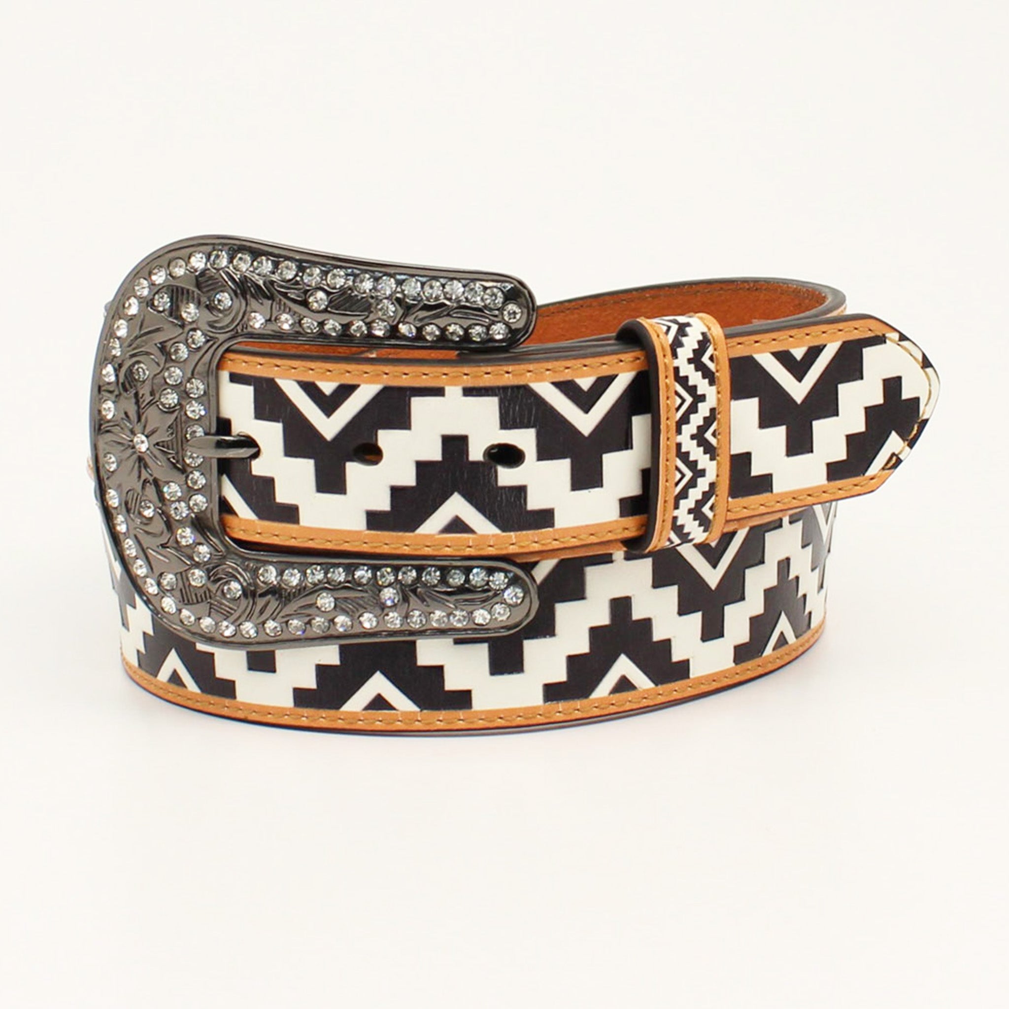 Angel Ranch Women's Fashion Zig Zag Diamond Buckle Belt - Stylish Waist Accessory for Jeans, Dresses & Casual Outfits