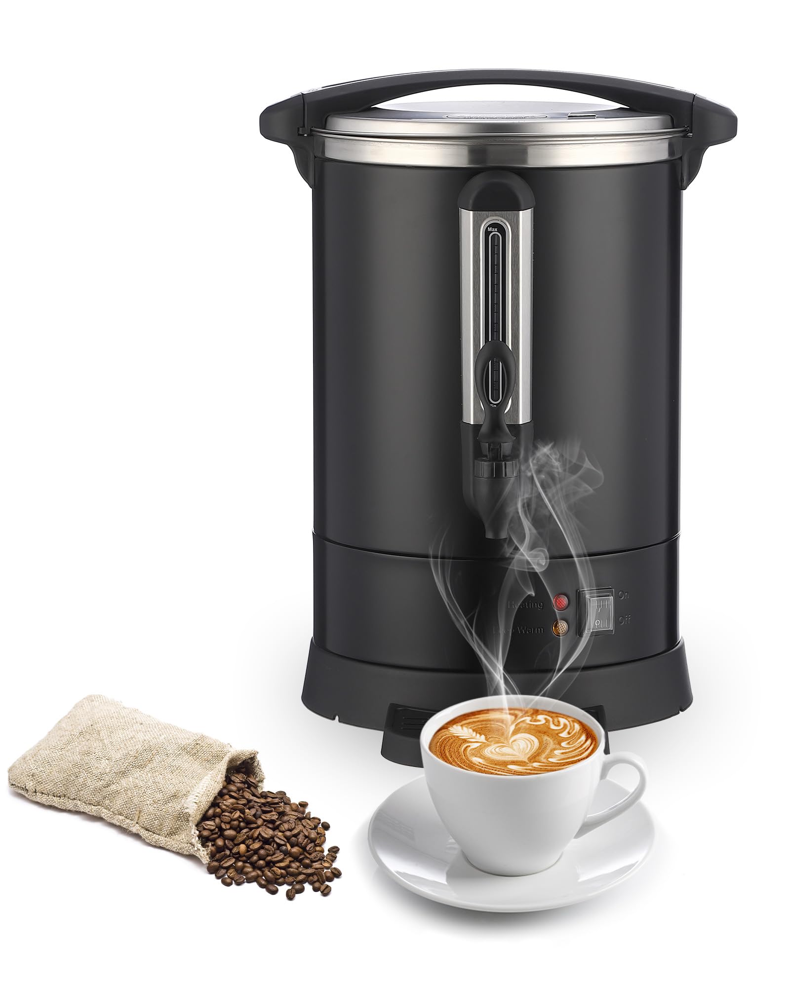 100Cups-14L Commercial Coffee Urn - Electric Coffee Dispenser & Fast Brew Stainless Steel Hot Water Urn for Catering, Meetings, Parties - Perfect for Large Events, Restaurants, and Office Break Rooms (Black)