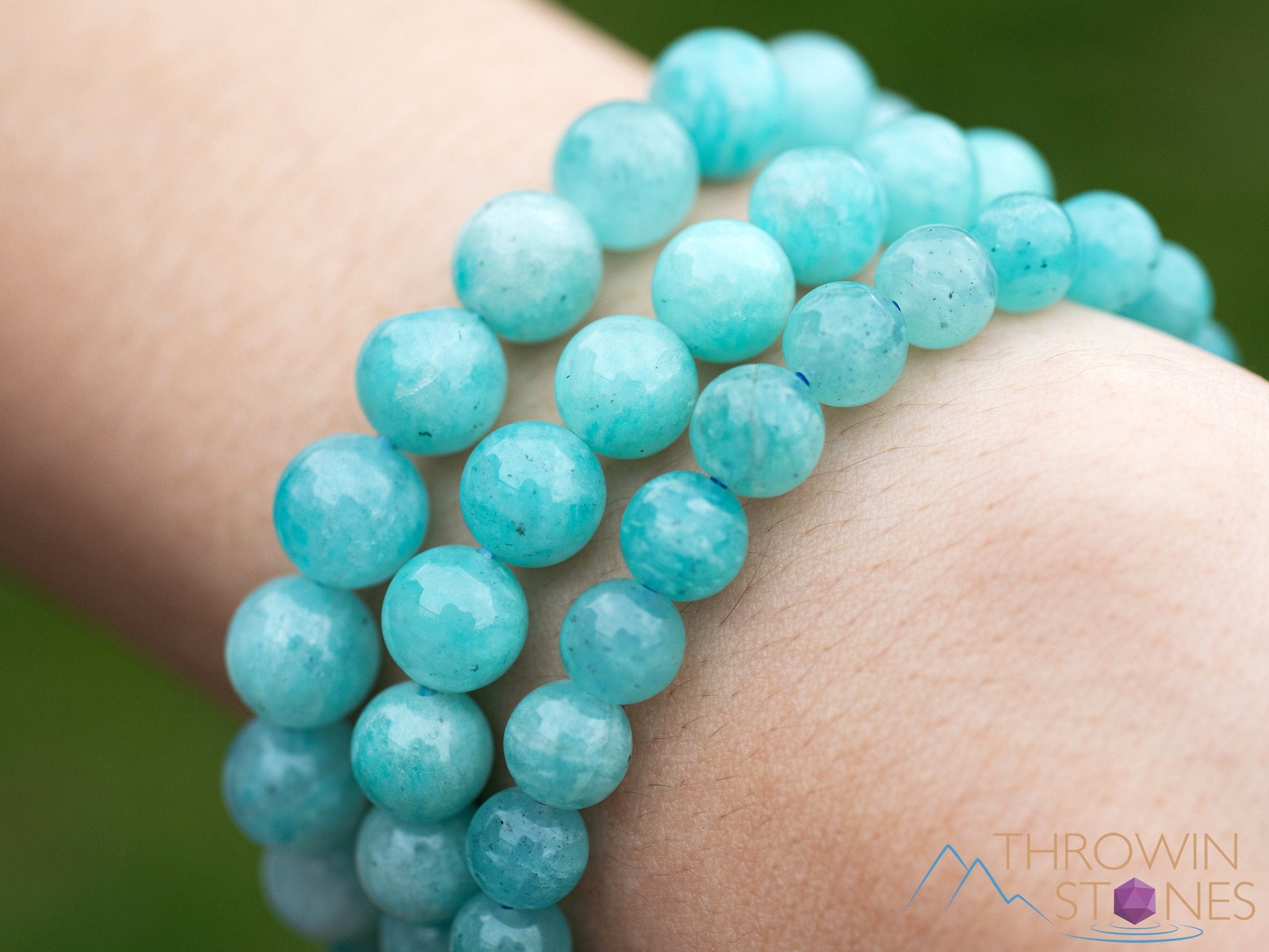 Amazonite Crystal Bracelet - Round Beads Healing Jewelry for Women | Handmade Beaded Bracelet for Stress Relief & Positive Energy | Perfect for Meditation, Yoga & Spiritual Healing (E1972)