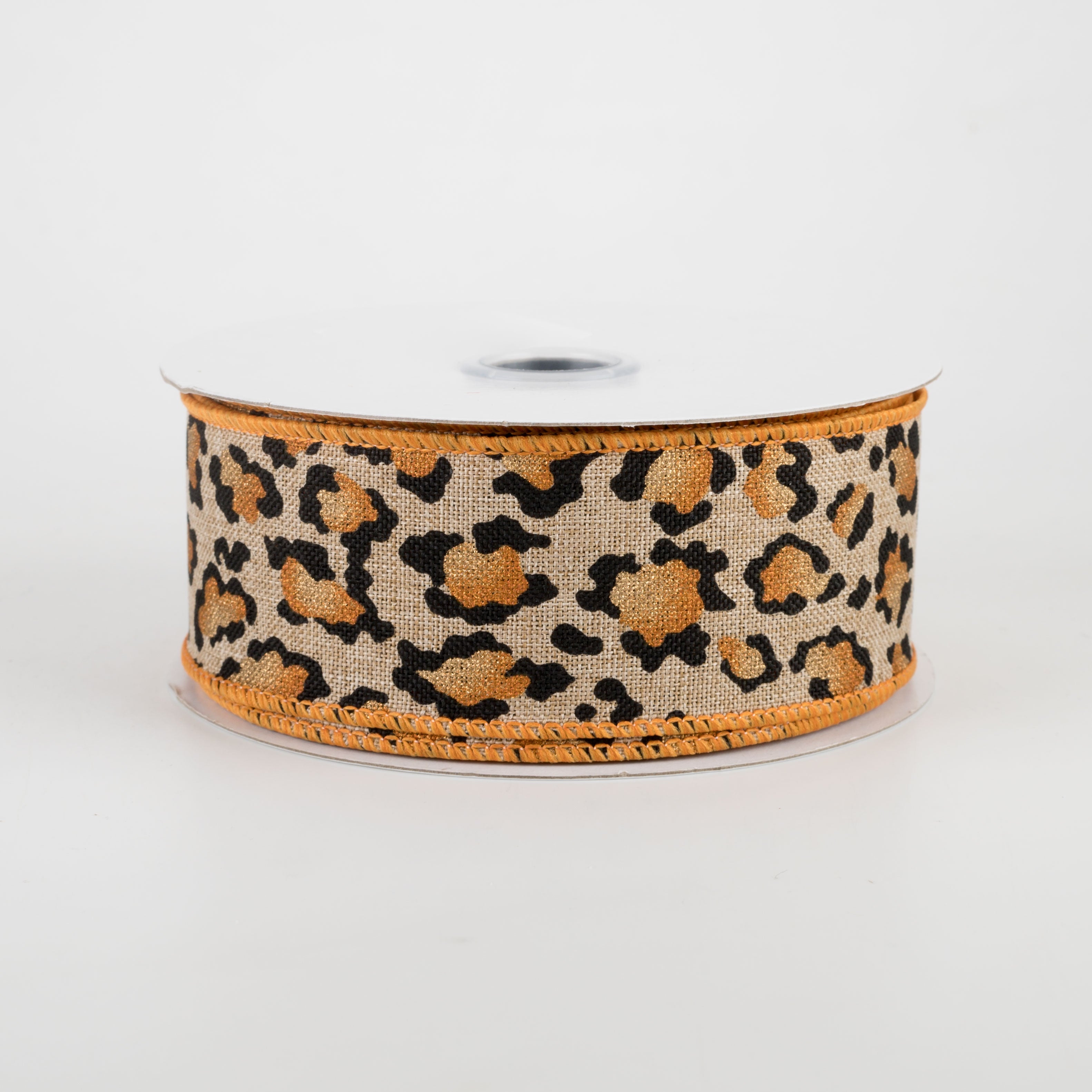 1.5 Inch Metallic Animal Print Ribbon - Light Beige (10 Yards) for Gift Wrapping, DIY Crafts, Party Decorations and Scrapbooking