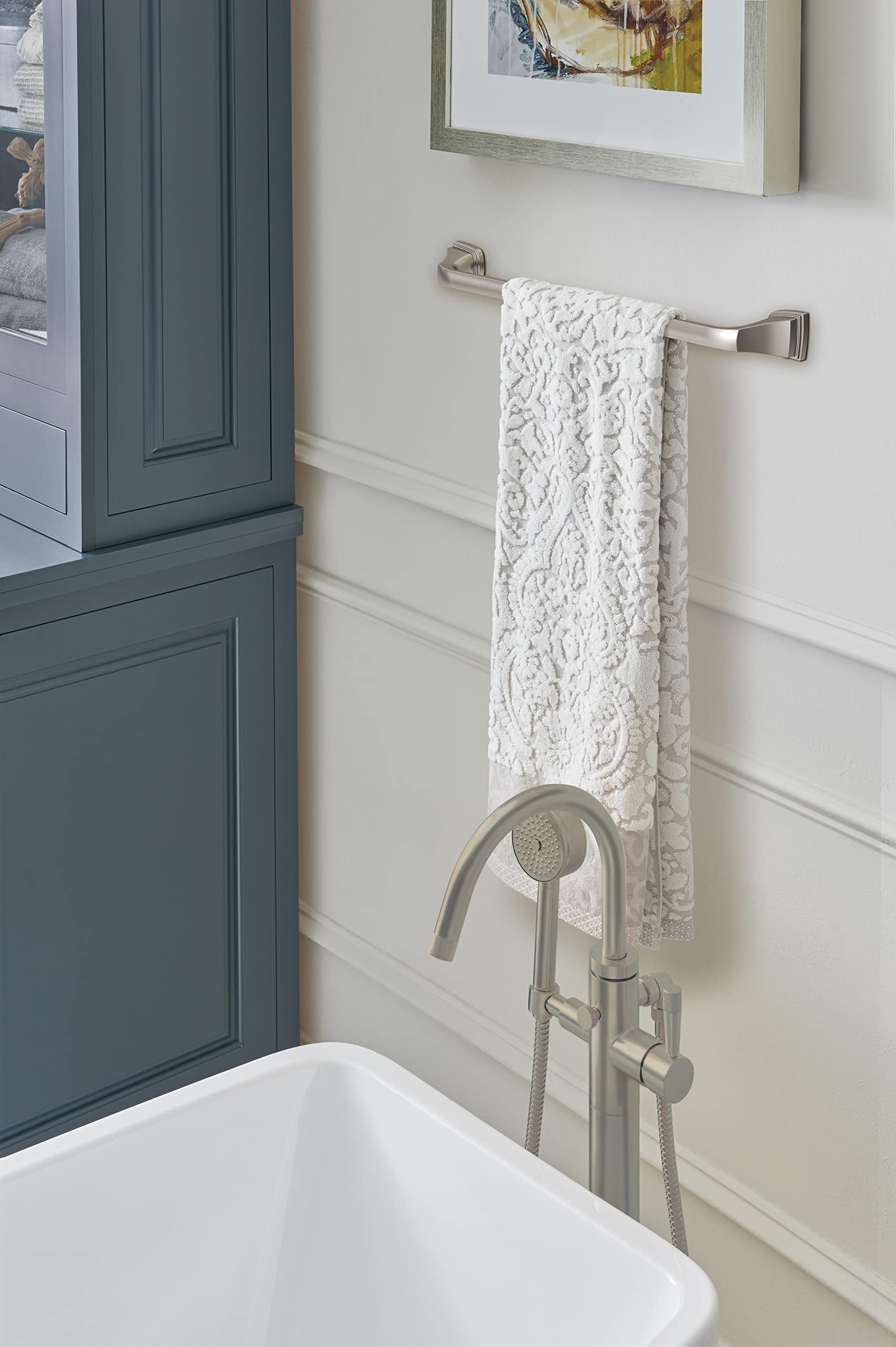 Amerock BH36033G10 Brushed Nickel 18-Inch Bathroom Towel Bar - Modern Bathroom Towel Rack & Holder for Spa-Like Luxury - Durable Bath Hardware & Accessories for Home, Hotel, and Gym Use