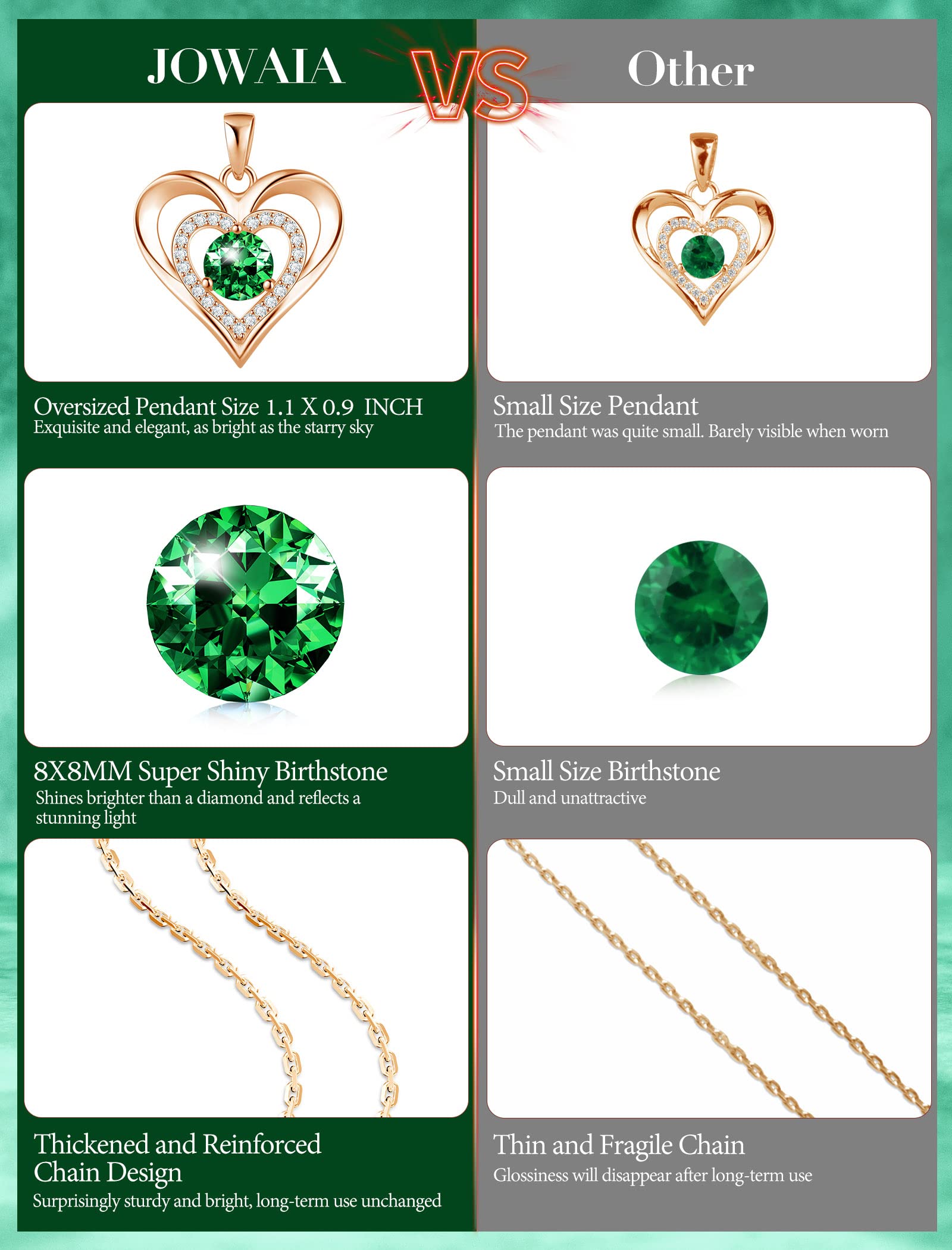925 Sterling Silver Heart Birthstone Necklace for Women - 18K White Gold Plated Large Heart Pendant with 5A Zirconia | Elegant Jewelry Gift for Birthday, Christmas, Anniversary | Perfect for Everyday Wear, Date Nights & Special Occasions