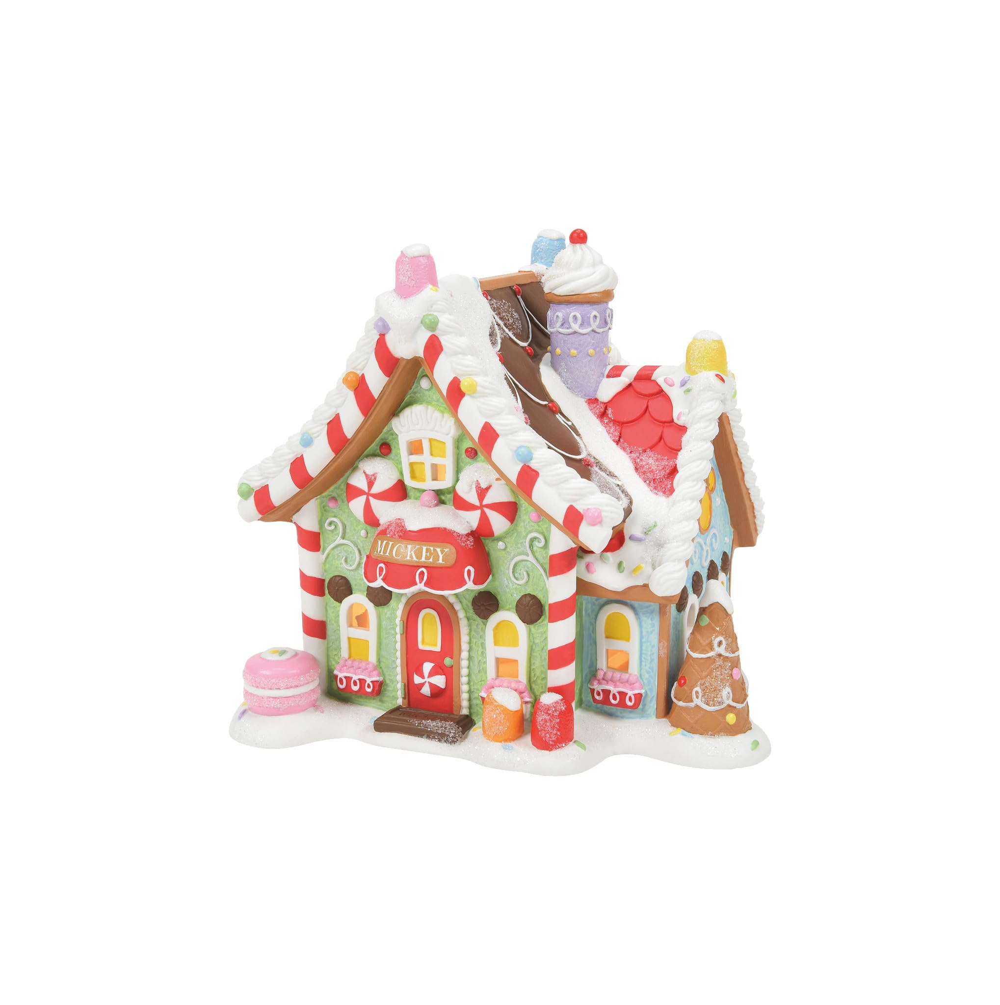 Department 56 Disney Village Mickey Mouse Peppermint Villa Lit Building - 6.3 Inch Multicolor Christmas Collectible - Perfect for Holiday Decor & Disney Fan Displays