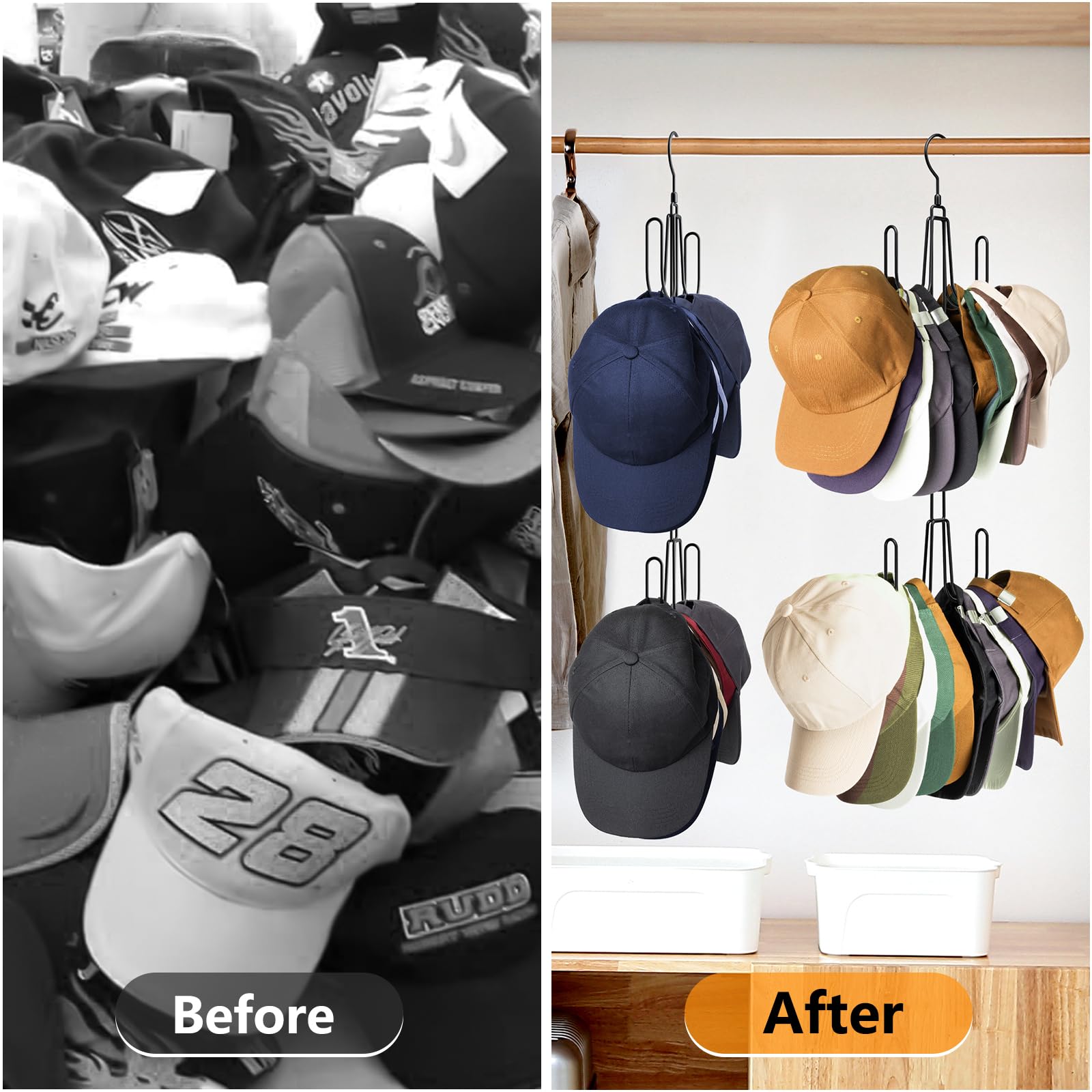 NANATI Stainless Steel Hat Hangers for Closet - 1 Pack Baseball Cap Organizer Rack | Space-Saving Hat Storage Solution for Home, Office & Retail Display