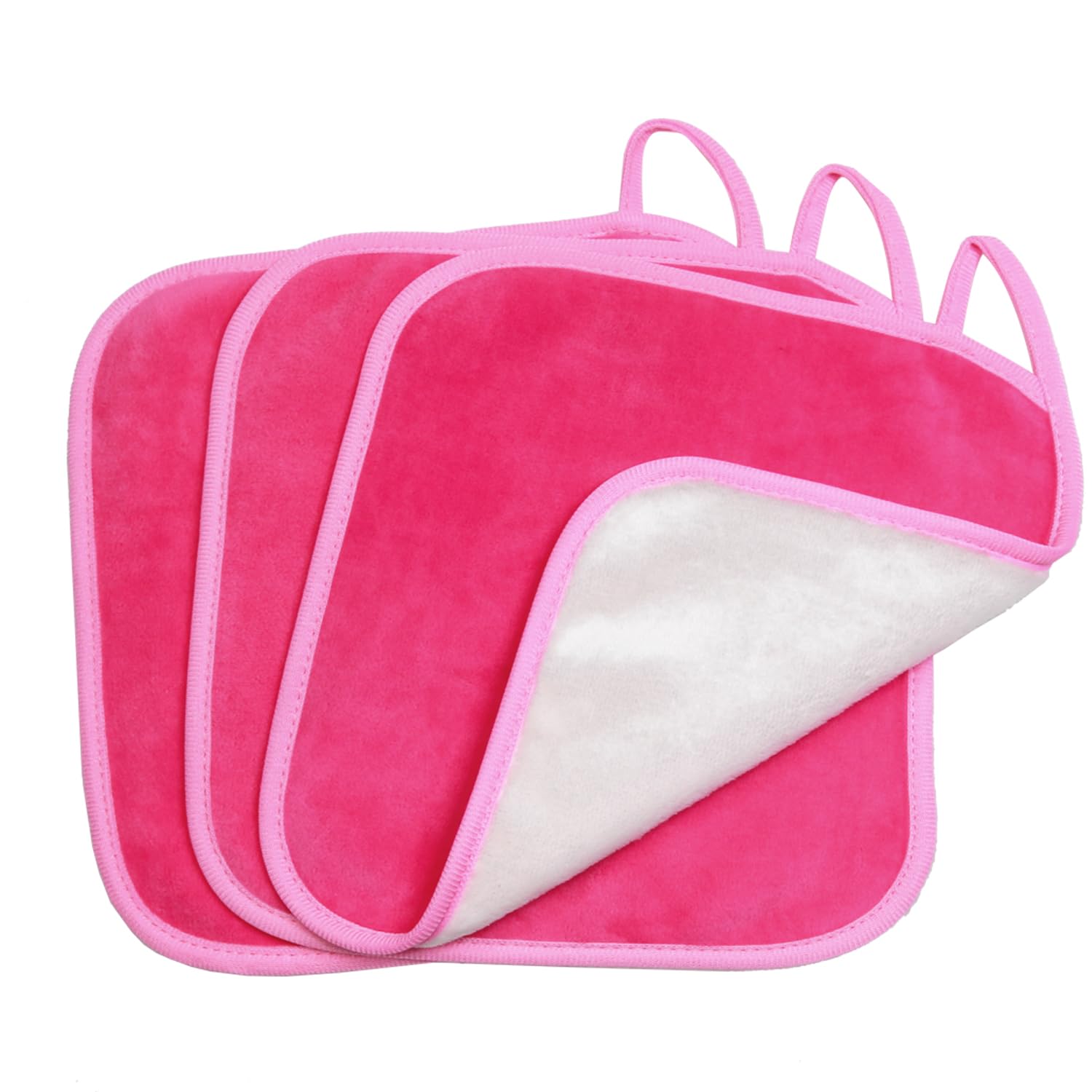 **Reusable Makeup Remover Cloth - 3 Pack Soft Face Towels for Gentle Makeup Removal | Water-Activated Cleansing Wipes (8.6 x 8.6 Inch, Pink & White) | Perfect for Travel, Gym & Daily Skincare Routine**