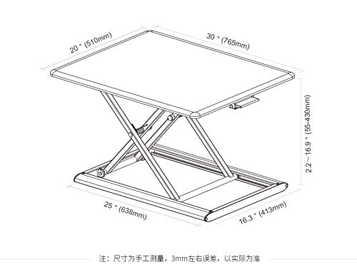 Adjustable Standing Desk Converter - Sit Stand Desk Riser for Dual Monitors up to 30