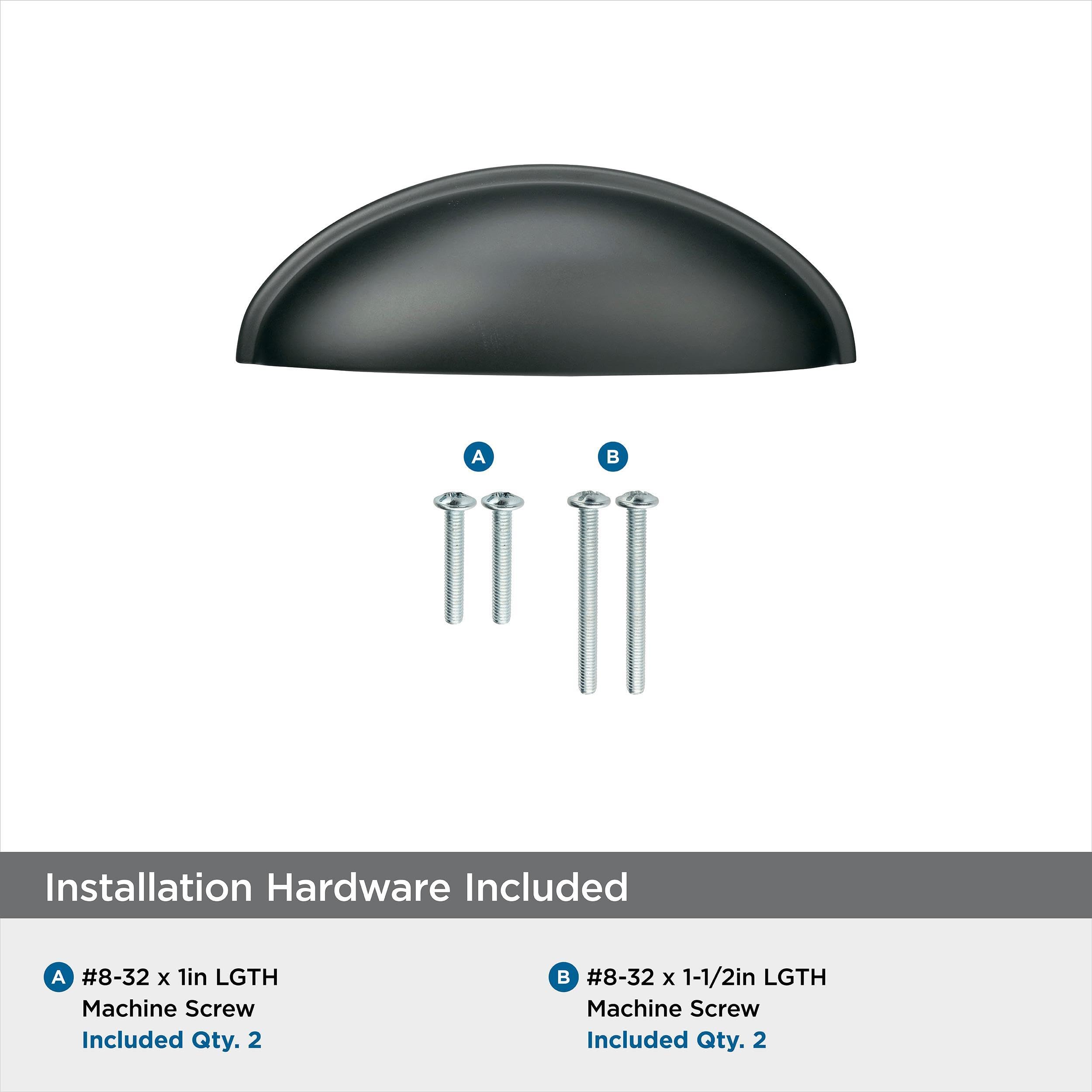 Amerock Matte Black Cabinet Cup Pull - 3 Inch (76mm) Center-to-Center Ravino Drawer Handle - 1 Pack - Durable Cabinet Hardware for Kitchen, Bathroom & Furniture Upgrade