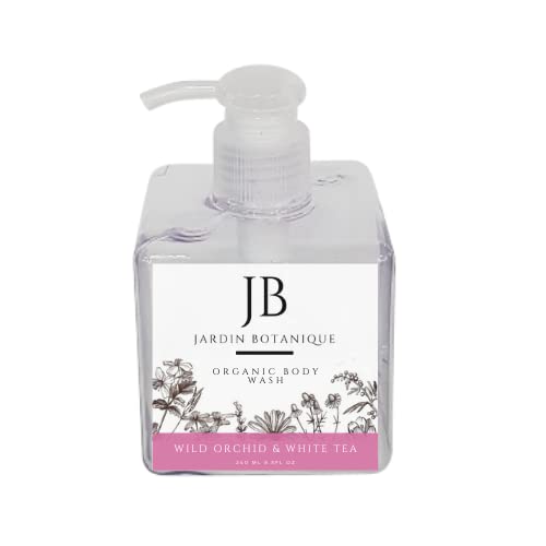 Organic Wild Orchid & White Tea Body Wash - 8 oz Bottle for Sensitive Skin | Hydrating & Soothing Shower Gel for Women & Men | Perfect for Daily Use, Spa & Relaxation