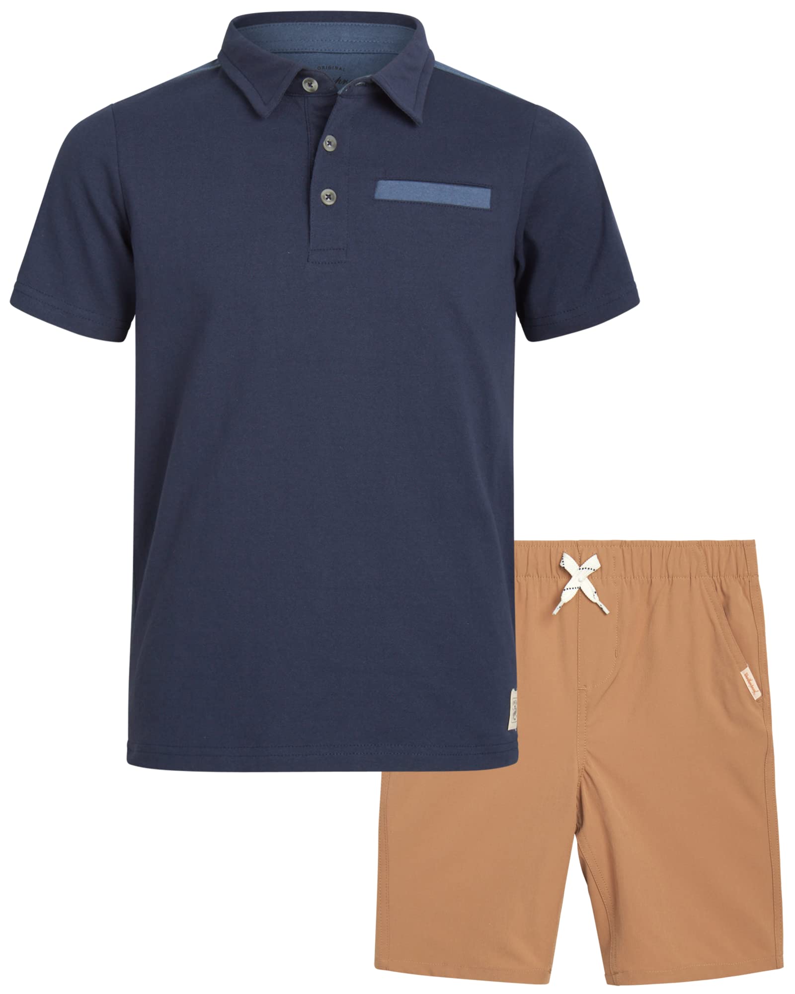 Weatherproof Vintage Boys' Shorts Set - 2 Piece Short-Sleeve Polo Shirt & Quick-Dry Tech Shorts for Toddler to Kids (Size 2T-8) | Perfect for Summer Playdates, Beach Outings & Outdoor Adventures