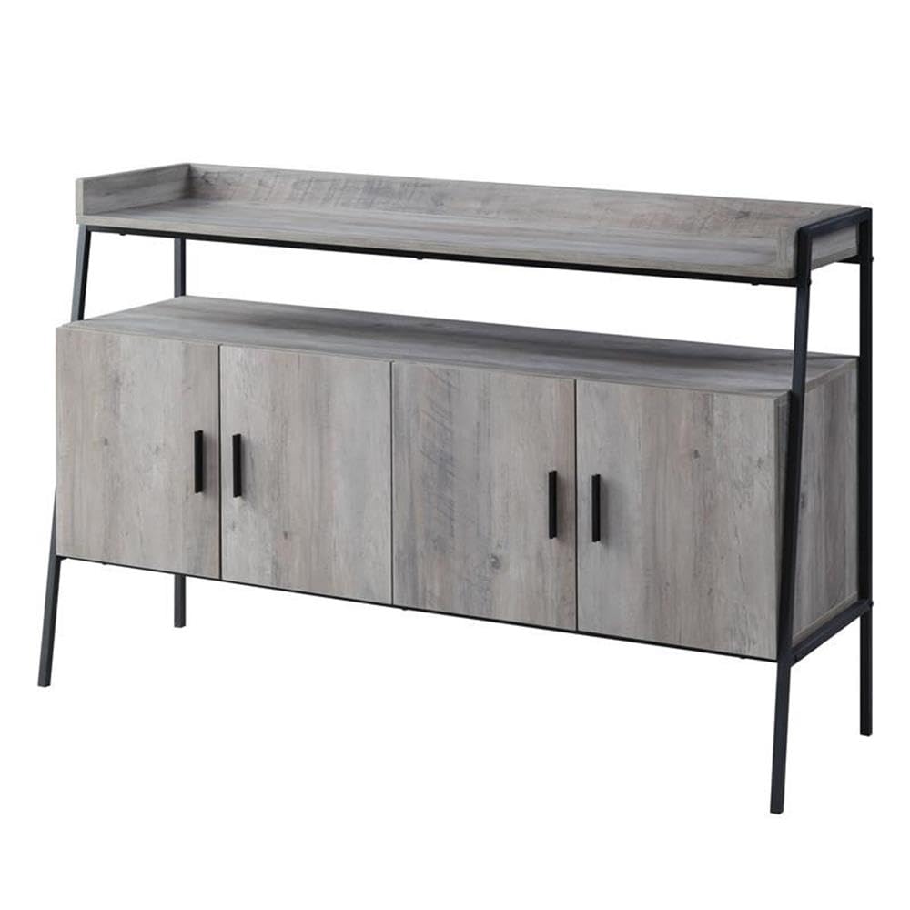 BOWERY HILL Modern Wood TV Stand - Gray Oak & Black Finish - Entertainment Center for Living Room, Bedroom & Home Theater