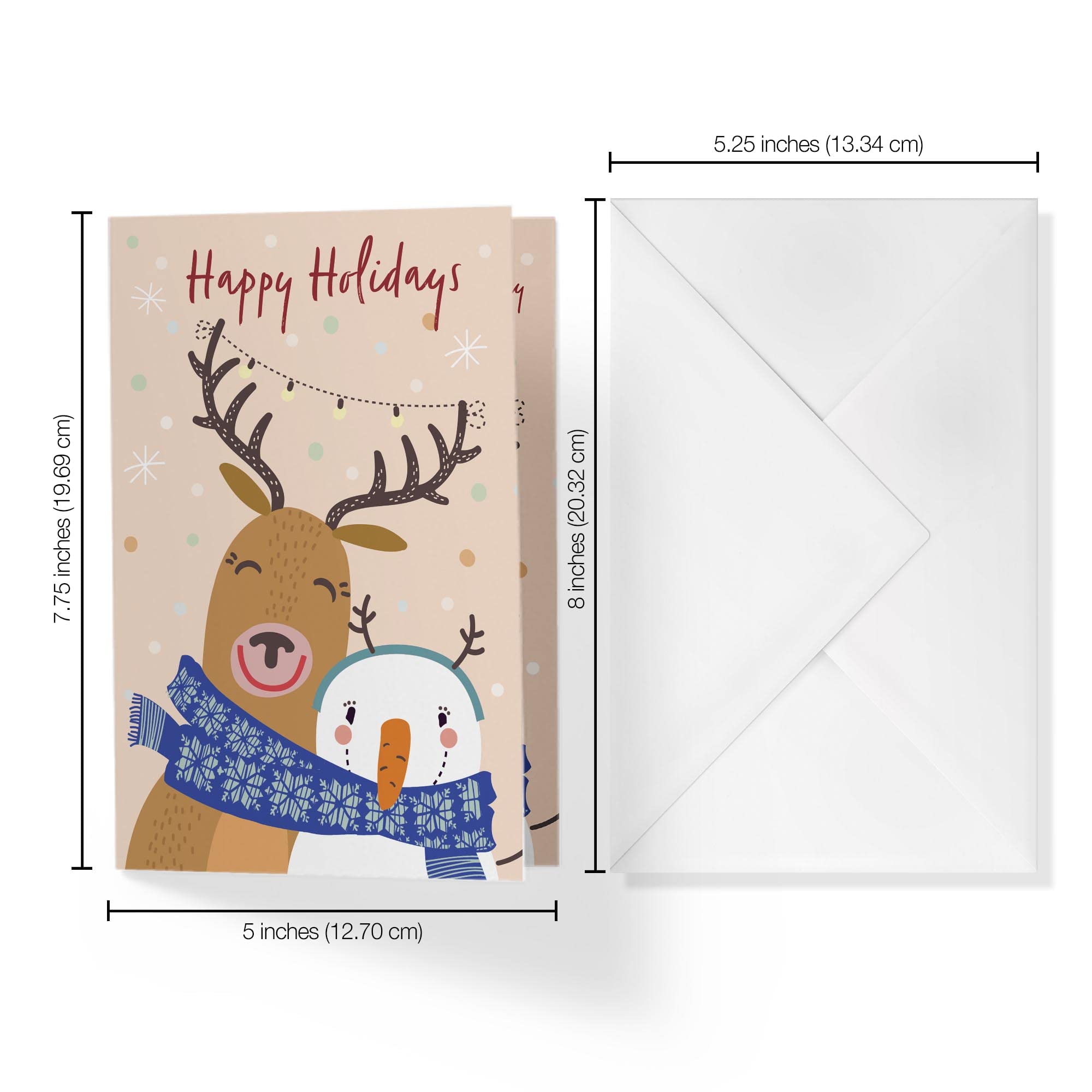 Single Holiday Greeting Card - Seasons Greetings & Happy New Year Card | 5”x7.5” Elegant Design | Perfect for Christmas, Hanukkah & New Year Wishes