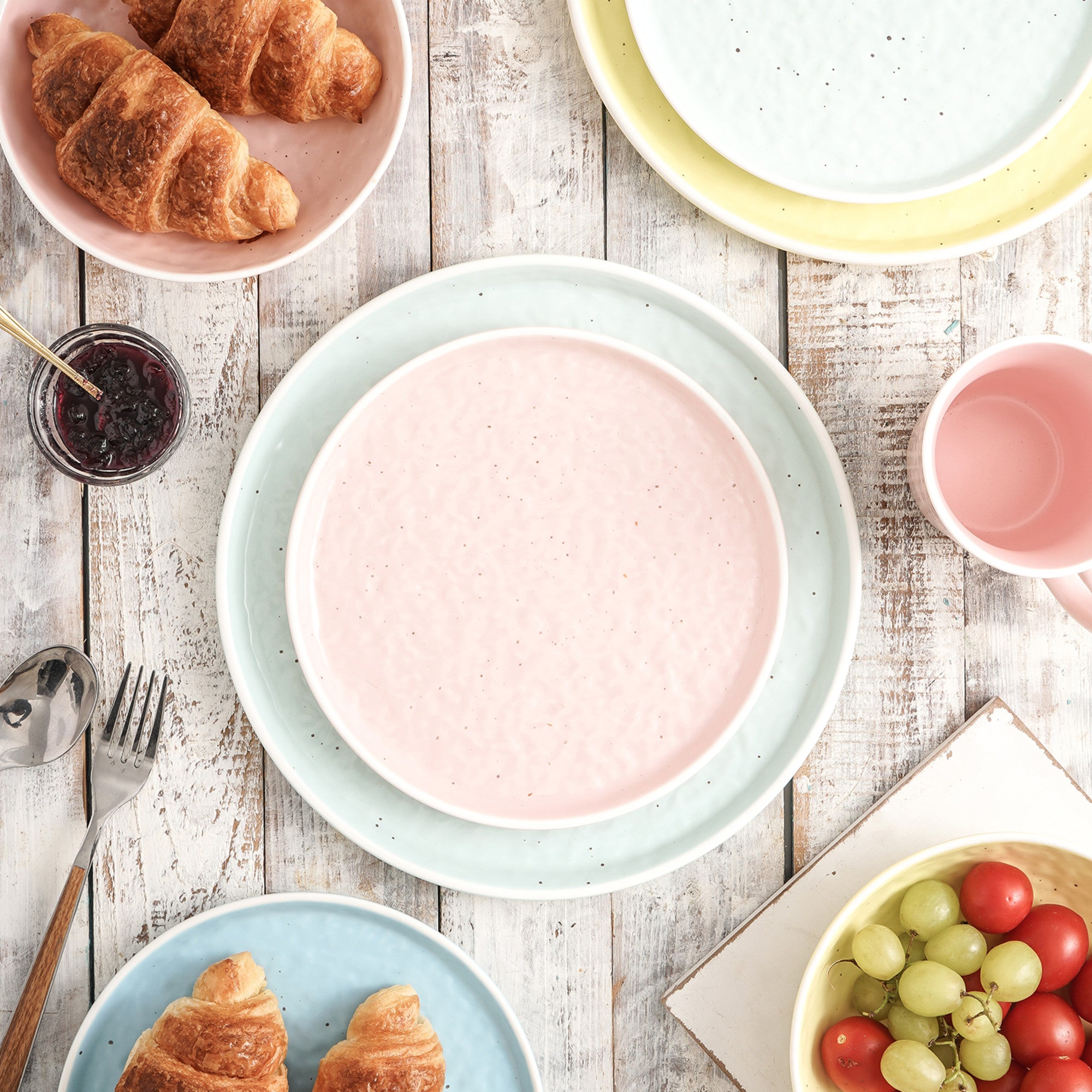 Elena Stoneware Dinner Plate Set - Mint Green Ceramic Plates for Everyday Dining, Restaurant & Home Use - Durable & Stylish Tableware for Family Meals, Parties & Special Occasions