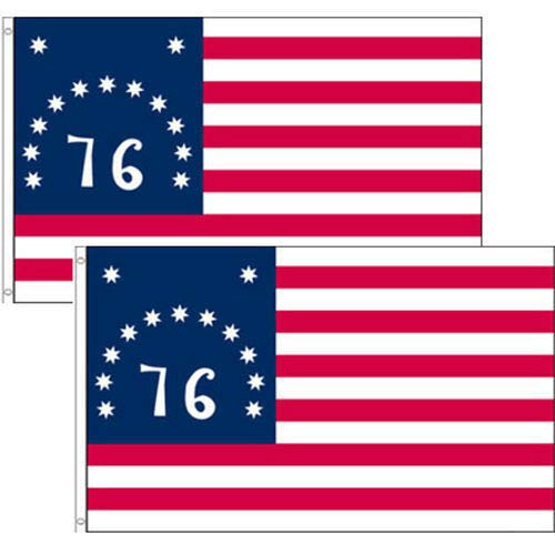 2 Pack 3x5 Bennington 76 Flag & 1776 American Historical Flag - 3'x5' Outdoor Banner with Brass Grommets - Perfect for Patriotic Home Decor, Garden Display & 4th of July Celebrations