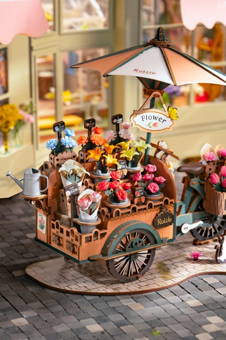 3D Wooden Puzzle Blossom Cart - DIY Wooden Model Kit for Adults & Teens - Creative Home Decor & Gift Idea for Puzzle Lovers - Perfect for Relaxation, Stress Relief & Family Bonding Activities