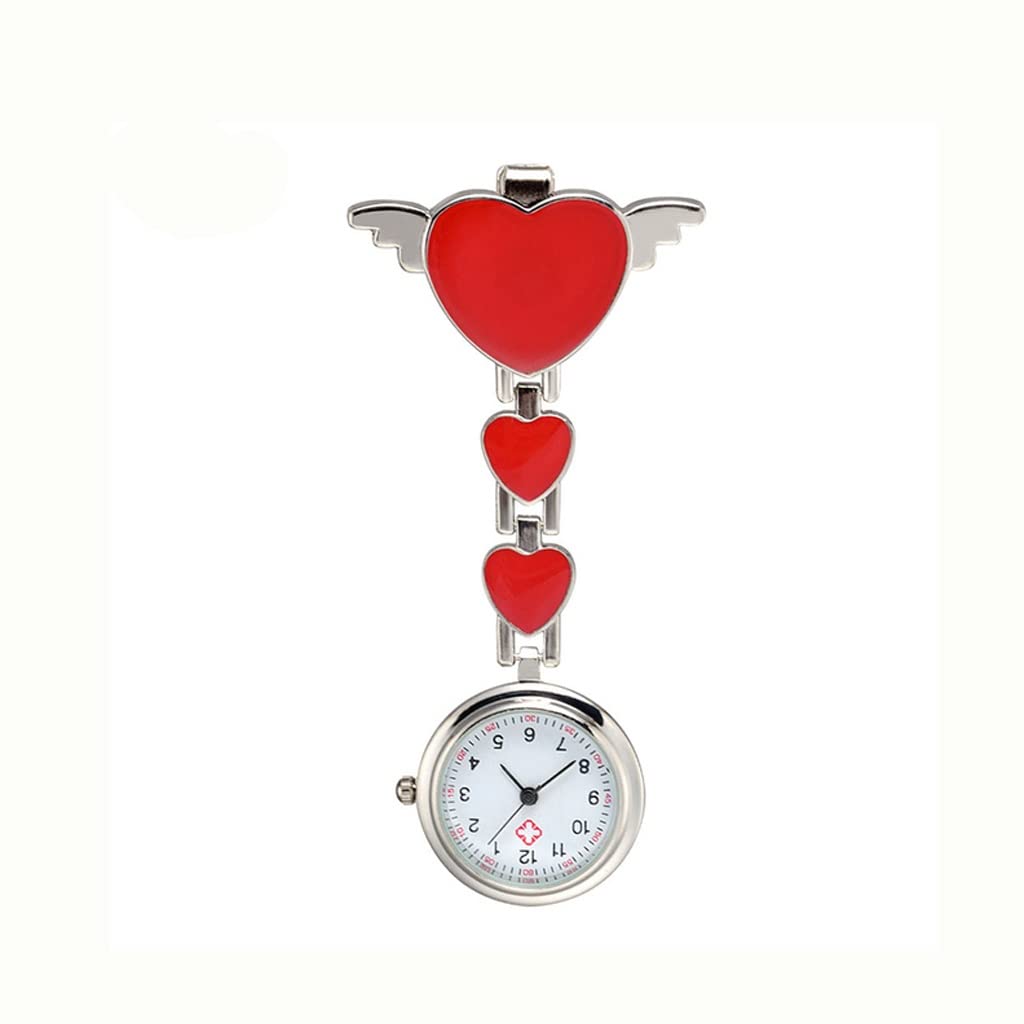 KLHHG Nurse Pocket Watch - Round Dial Quartz Angel Band Brooch for Doctors & Nurses - Hanging Medical Watch (Black) - Perfect for Healthcare Professionals, Students & Clinical Use