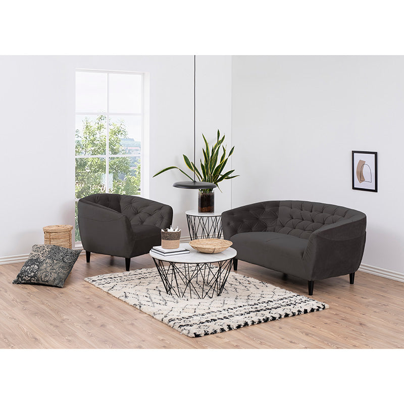 DARBY White Marble Side Table 50cm - Modern End Table for Living Room, Bedroom & Office Decor