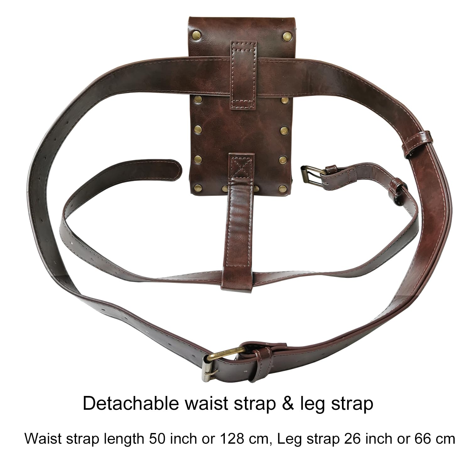 Larswon Renaissance Thigh Bag for Women - Synthetic Leather Leg Harness Belt Bag, Dark Coffee Fanny Pack | Perfect for Festivals, Raves & Everyday Wear