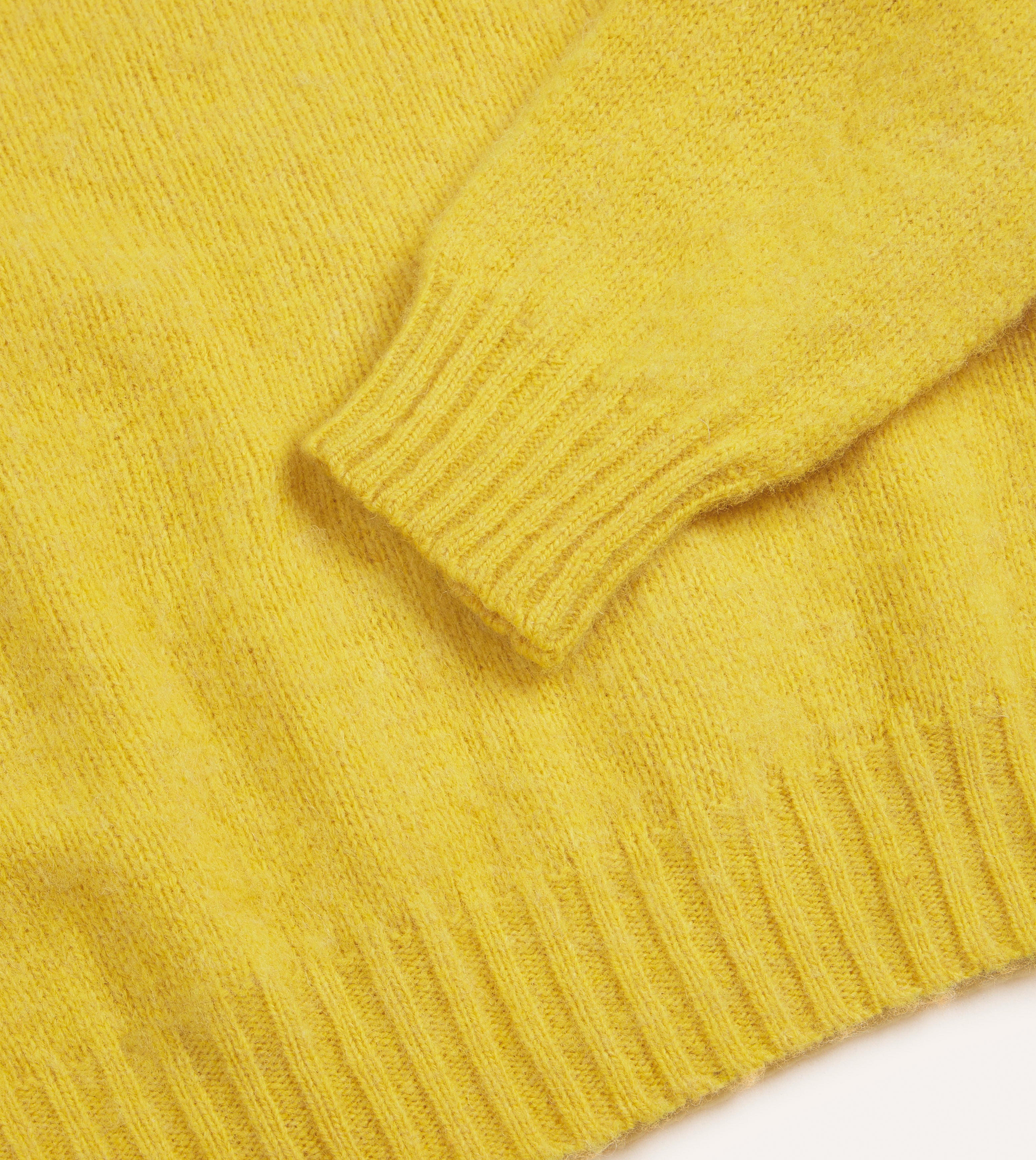 Canary Yellow Brushed Shetland Wool Crewneck Sweater for Women - Soft Winter Knit Pullover for Casual Wear & Holiday Outfits