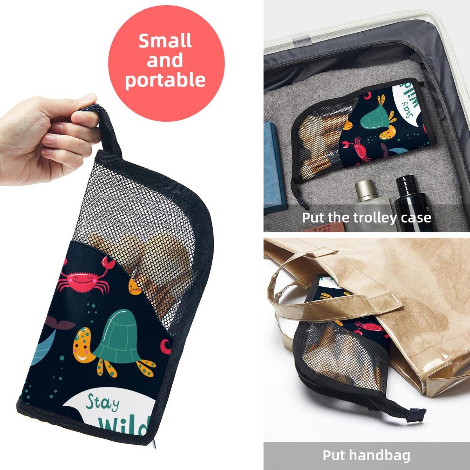 12-Piece Makeup Brush Organizer Bag with Portable Holder Case – Monsters of The Deep Sea Design – Perfect for Travel & Daily Makeup Storage