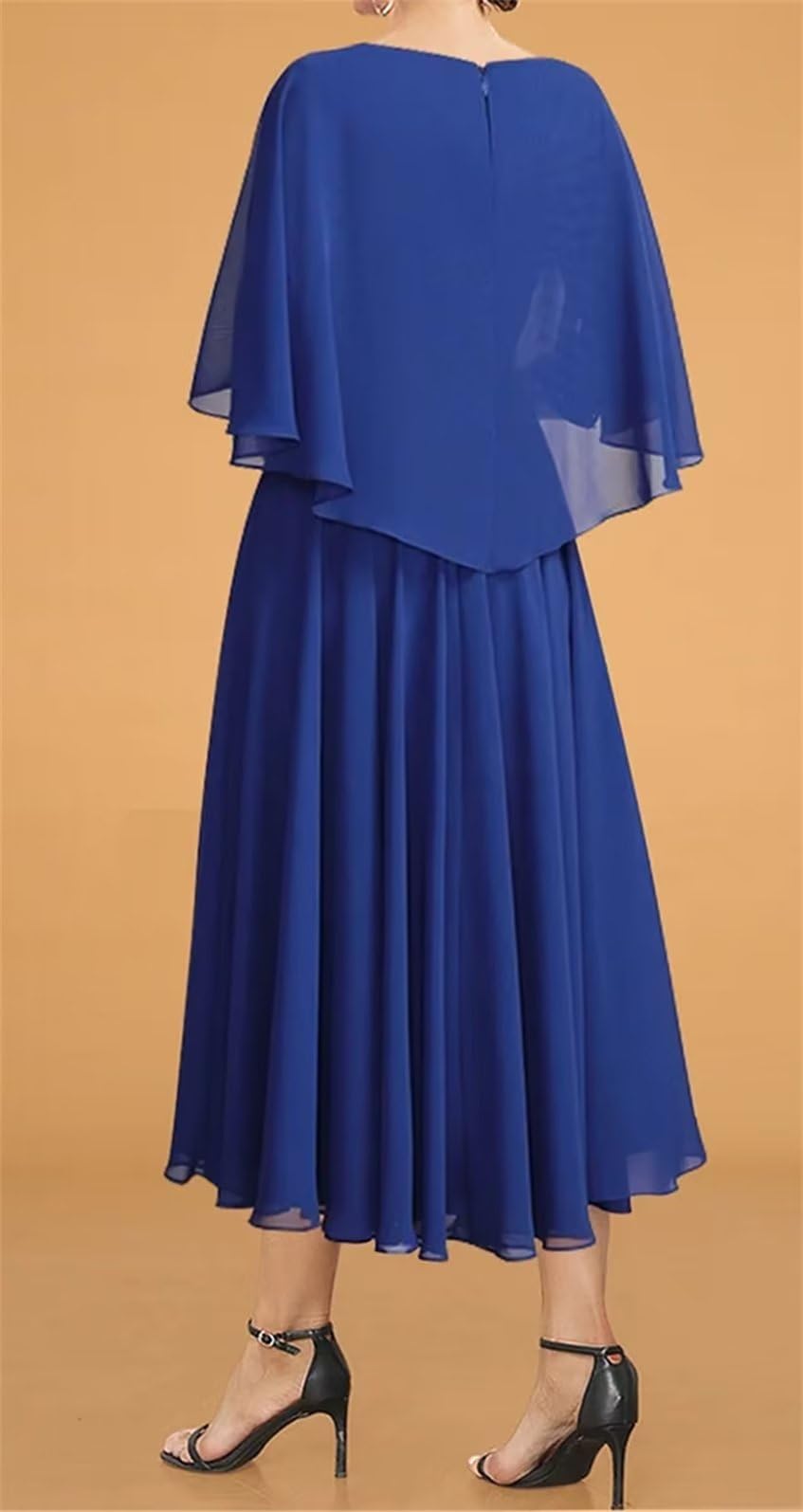 Elegant Tea-Length Mother of the Bride Dress with Sleeves | Plus Size Wedding Guest Gown for Mother of Groom | Perfect for Church Ceremonies, Garden Weddings & Formal Occasions