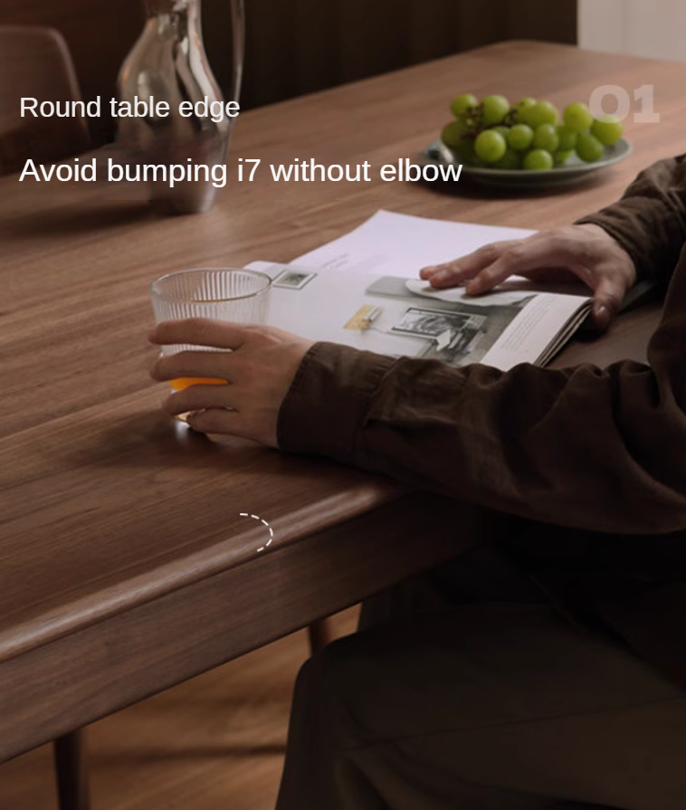 Premium Black Walnut Solid Wood Modern Rectangular Dining Table - Stylish & Durable for Kitchen, Dining Room, or Office Workspace