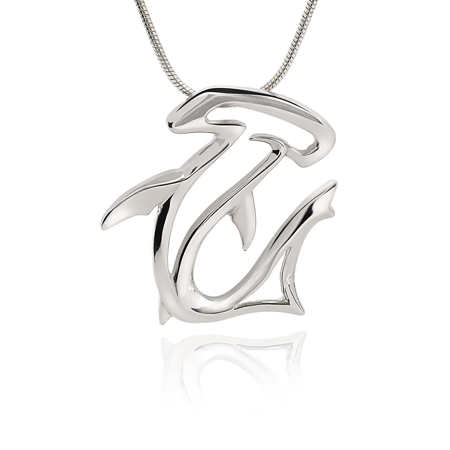 Sterling Silver Shark Pendant Necklace for Men & Women - .925 Shark Charm Jewelry, Perfect Gift for Shark Lovers & Scuba Diving Enthusiasts - Ideal for Beach Parties, Ocean-Themed Events & Everyday Wear