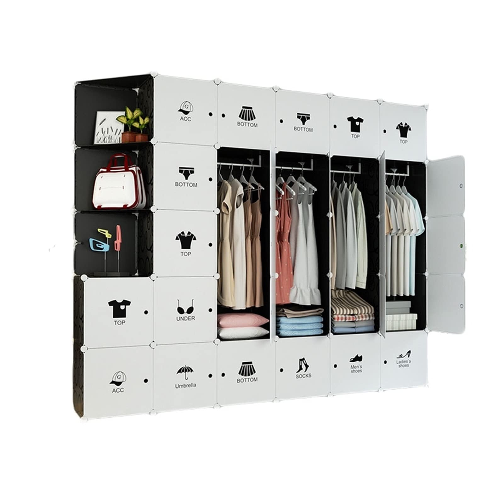 Portable Wardrobe Closet - Foldable Clothes Storage Organizer with Multi-Use Cubes for Bedroom, Closet & Moving | Space-Saving Dresser Armoire (Color: C) - Perfect for Small Apartments, Dorm Rooms & Temporary Housing