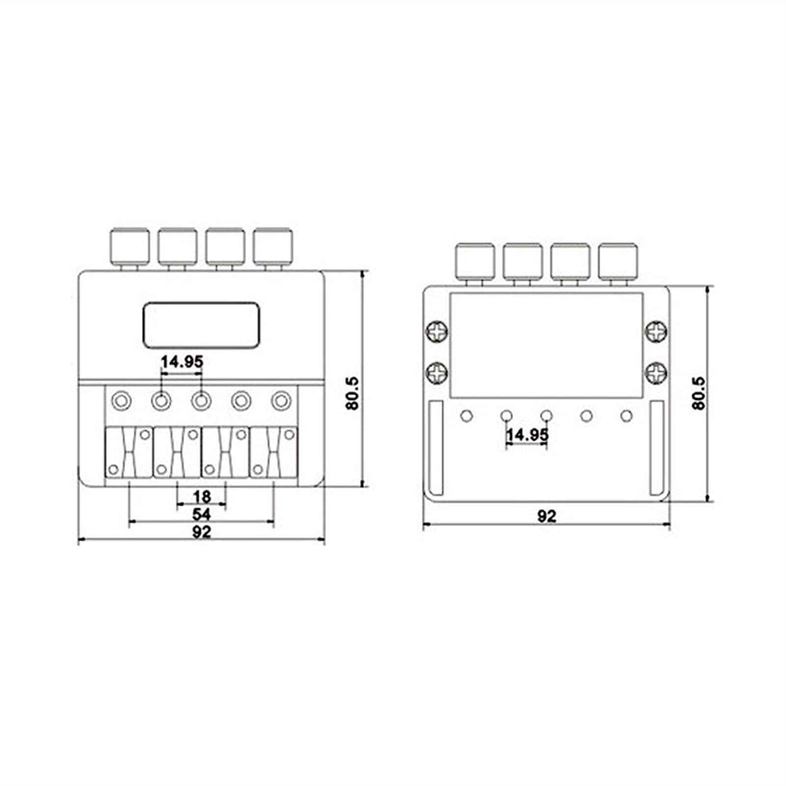4-String Headless Electric Bass Bridge System - Black Tailpiece & Bridge for Electric Guitar | Perfect for DIY Bass Upgrades & Professional Installations