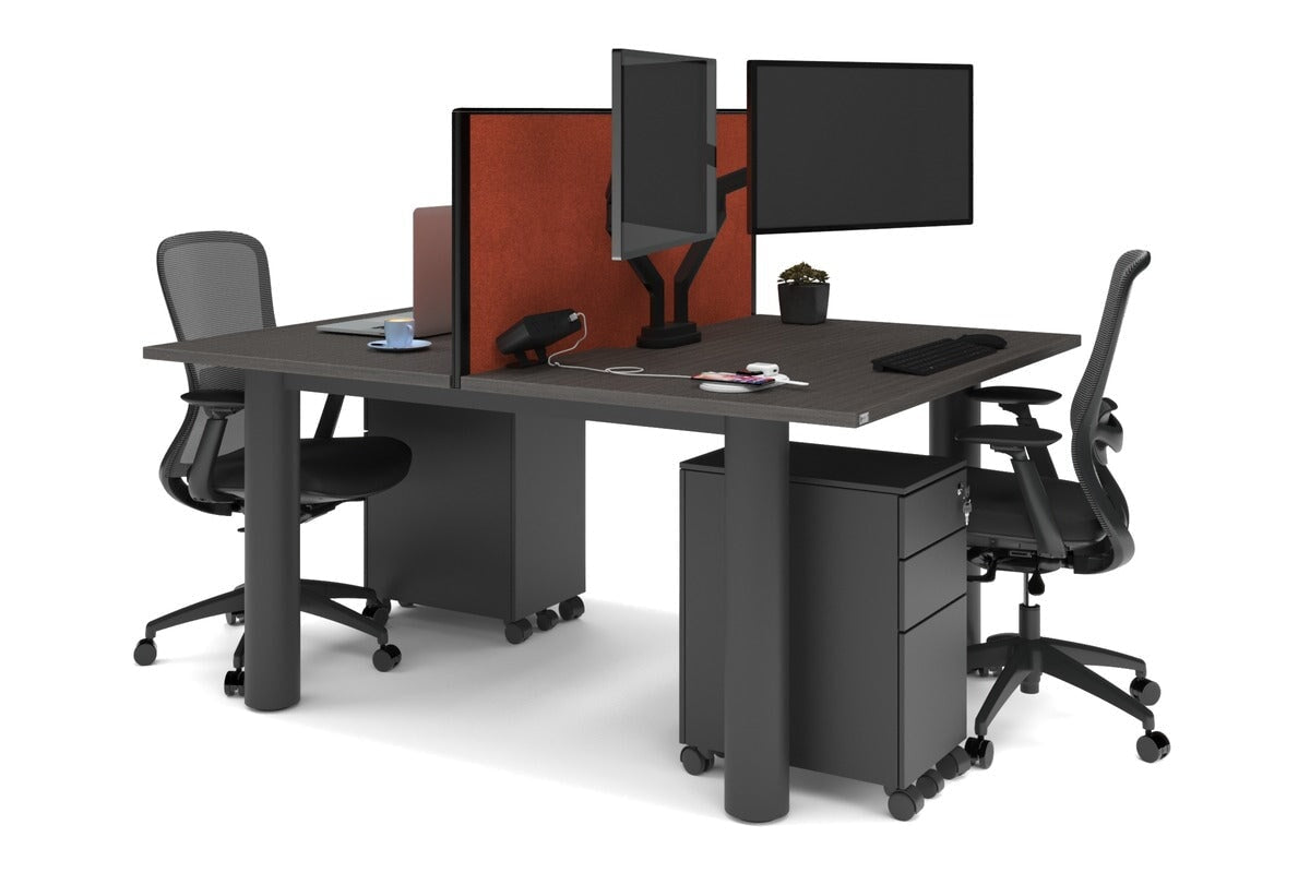 Quadro Cylinder Leg 2-Person Office Workstation Desk - 1800L x 800W with Cable Management Scallop - Perfect for Collaborative Workspaces & Modern Offices
