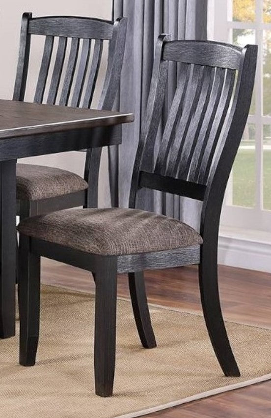 Dark Coffee Classic Wood Kitchen Dining Room Set of 2 Side Chairs with Fabric Upholstered Seat - Unique Design Backrest for Home, Restaurant, or Cafe Use