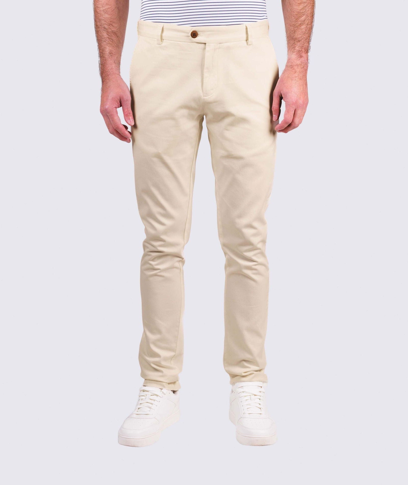 Men's Khaki Twill Chino Pants - Classic Slim Fit Casual Trousers for Work, Office & Everyday Wear