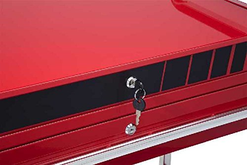 Heavy Duty Red Service Cart with Locking Top & Drawer - Mobile Utility Cart for Kitchen, Garage, Workshop & Office Organization