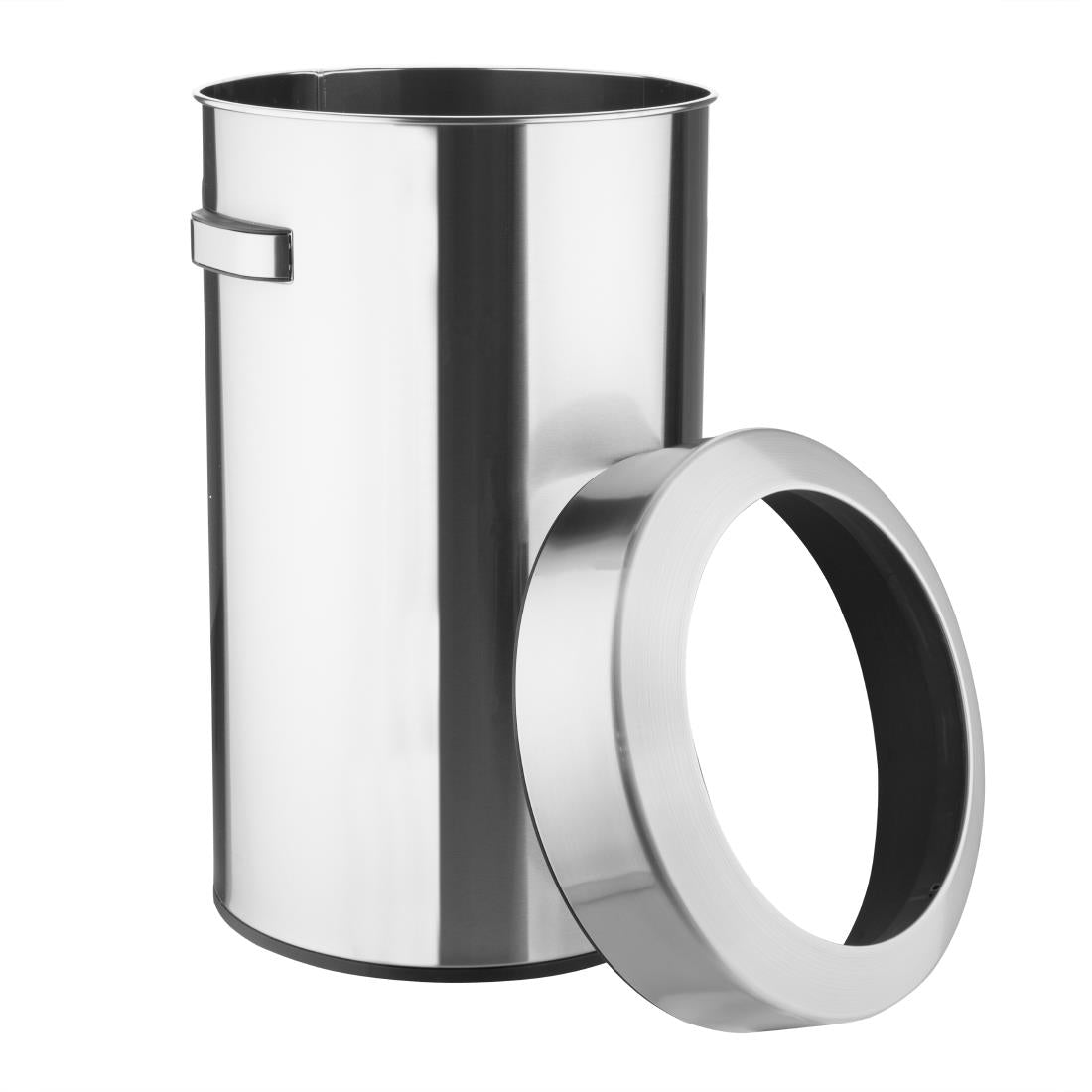 70L Brushed Steel Open Top Trash Bin with Lid – Ideal for Kitchen, Office & Outdoor Waste Disposal