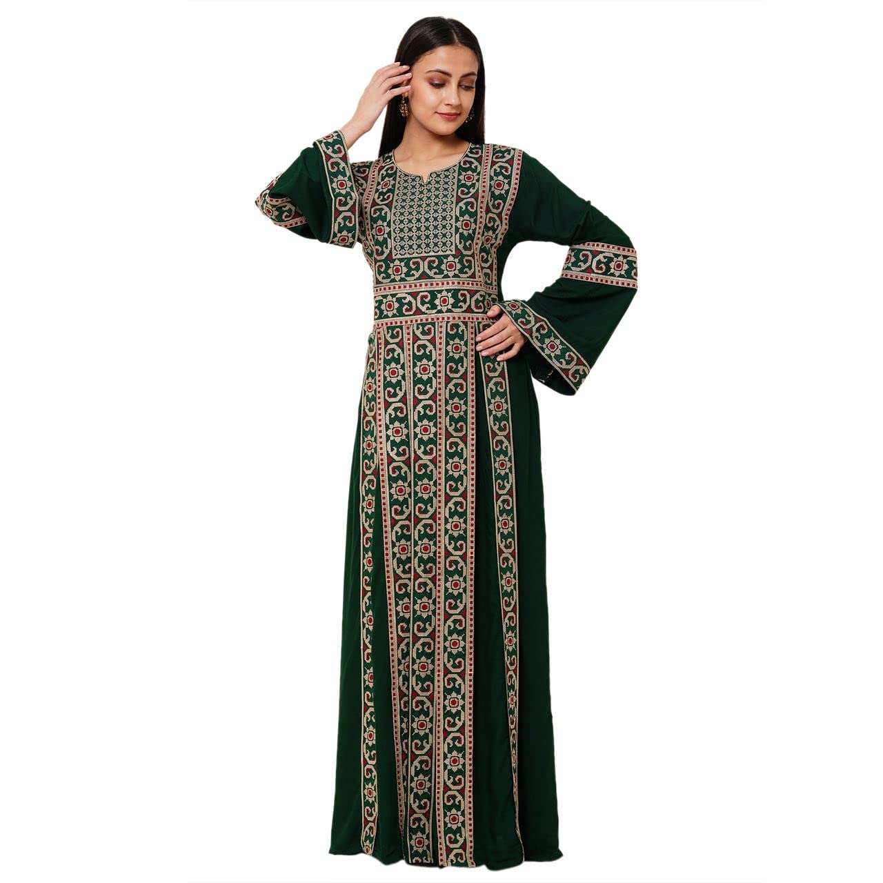 Maxim Creation Cross Stitched Embroidered Maxi Abaya for Women - Regular to Plus Size Wedding Gown - Elegant Islamic Dress for Eid, Ramadan & Special Occasions