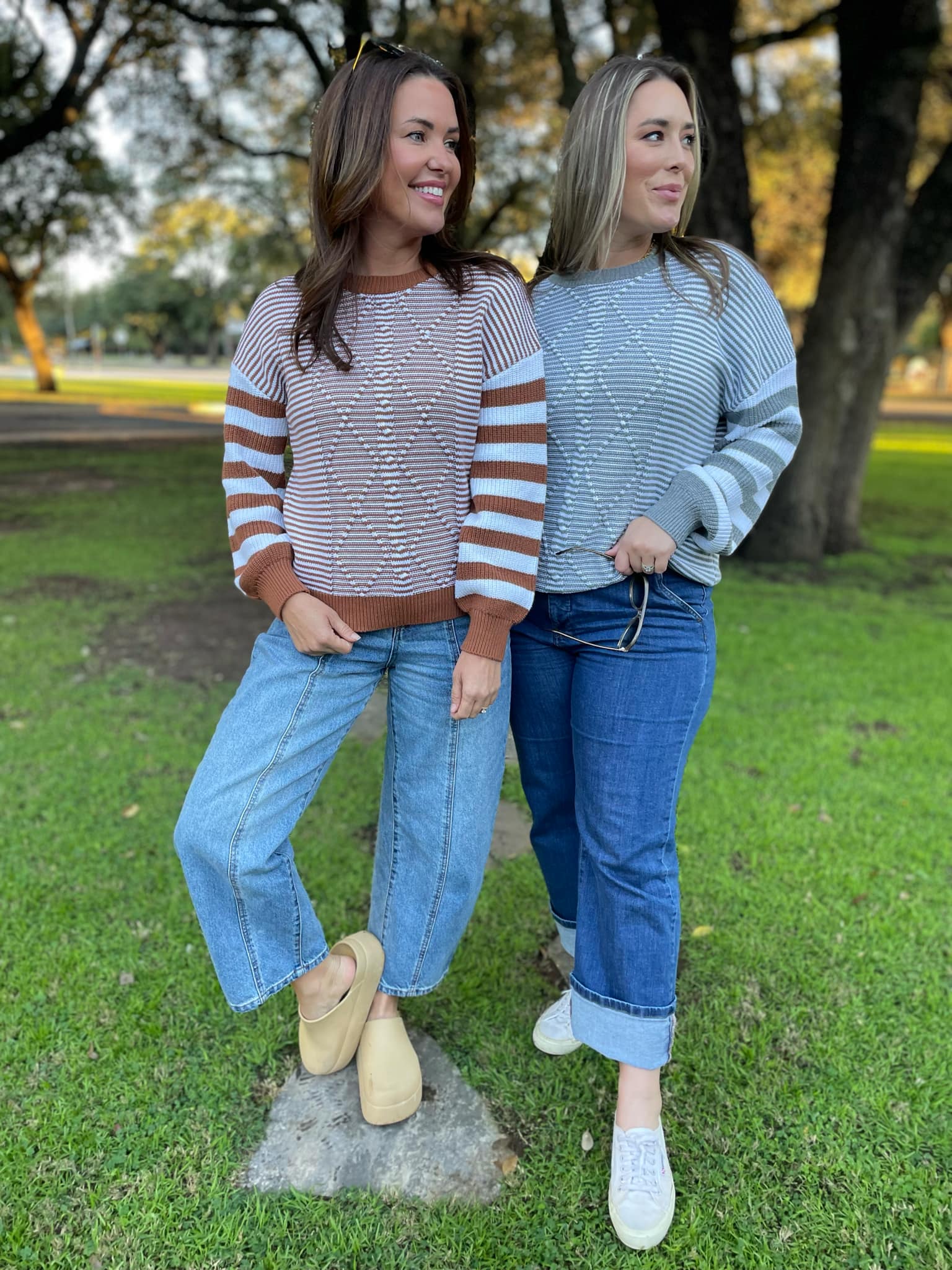 PREORDER: Aspen Striped Sleeve Sweater - 4 Color Options for Women | Cozy Fall & Winter Fashion | Perfect for Casual Outings & Office Wear