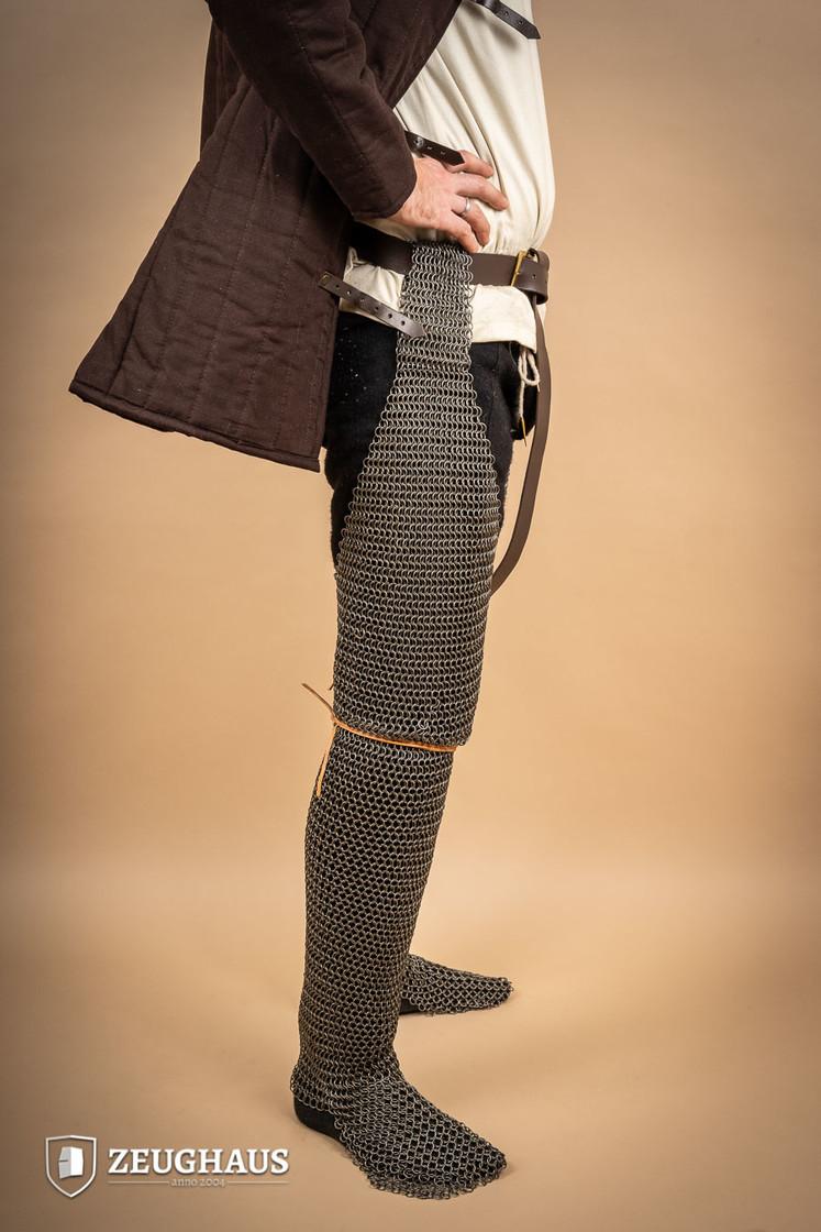 Chainmail Chausses Leg Armor - 9mm Steel Round Ring Medieval Knight Costume & LARP Accessory for Cosplay, Renaissance Fairs & Historical Reenactments
