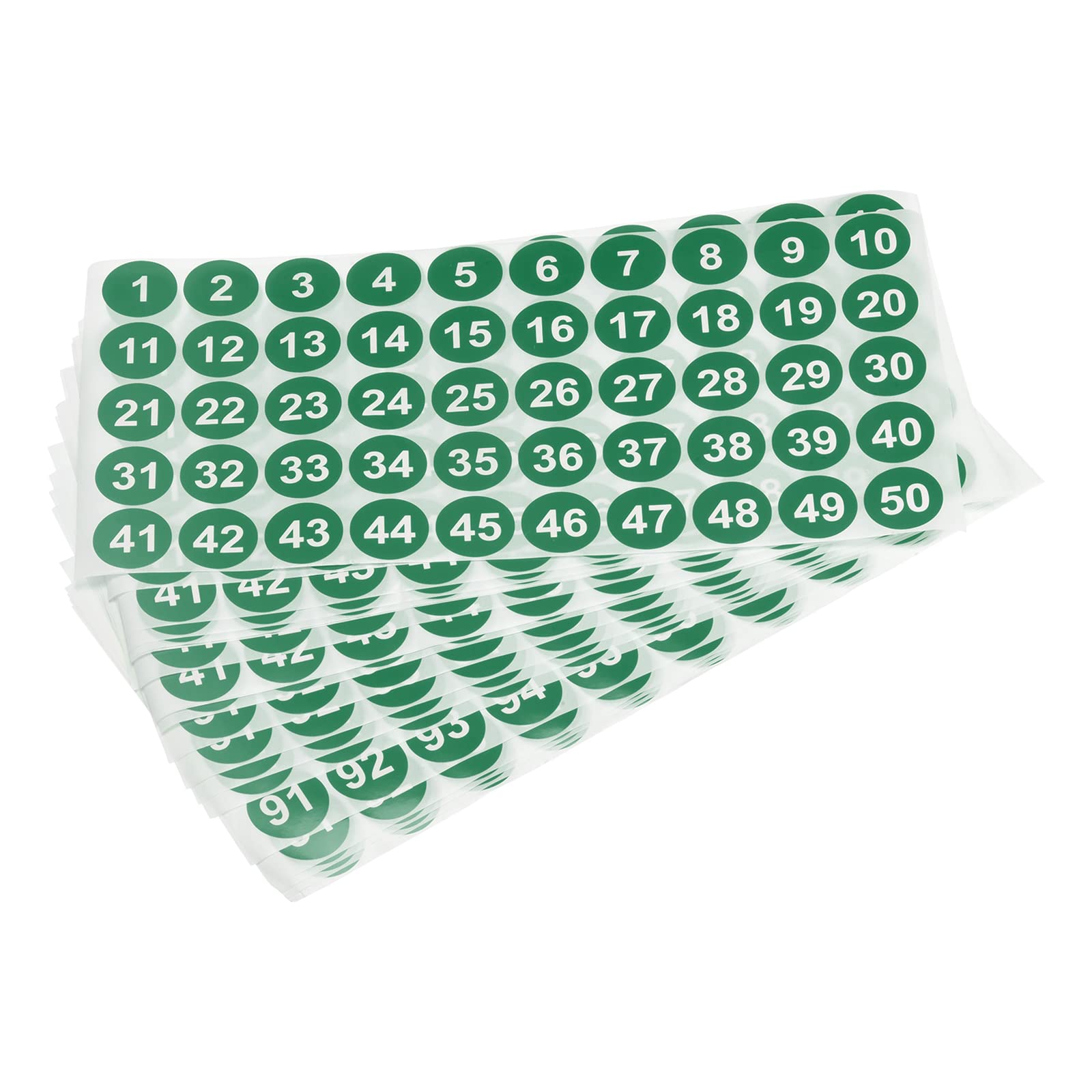 MECCANIXITY 1-100 Number Stickers - Self Adhesive Labels for Organization, Inventory & Classification - Green & White Number Tags (Pack of 20) - Perfect for Office Supplies, School Projects, Warehouse Labeling & Storage Bins