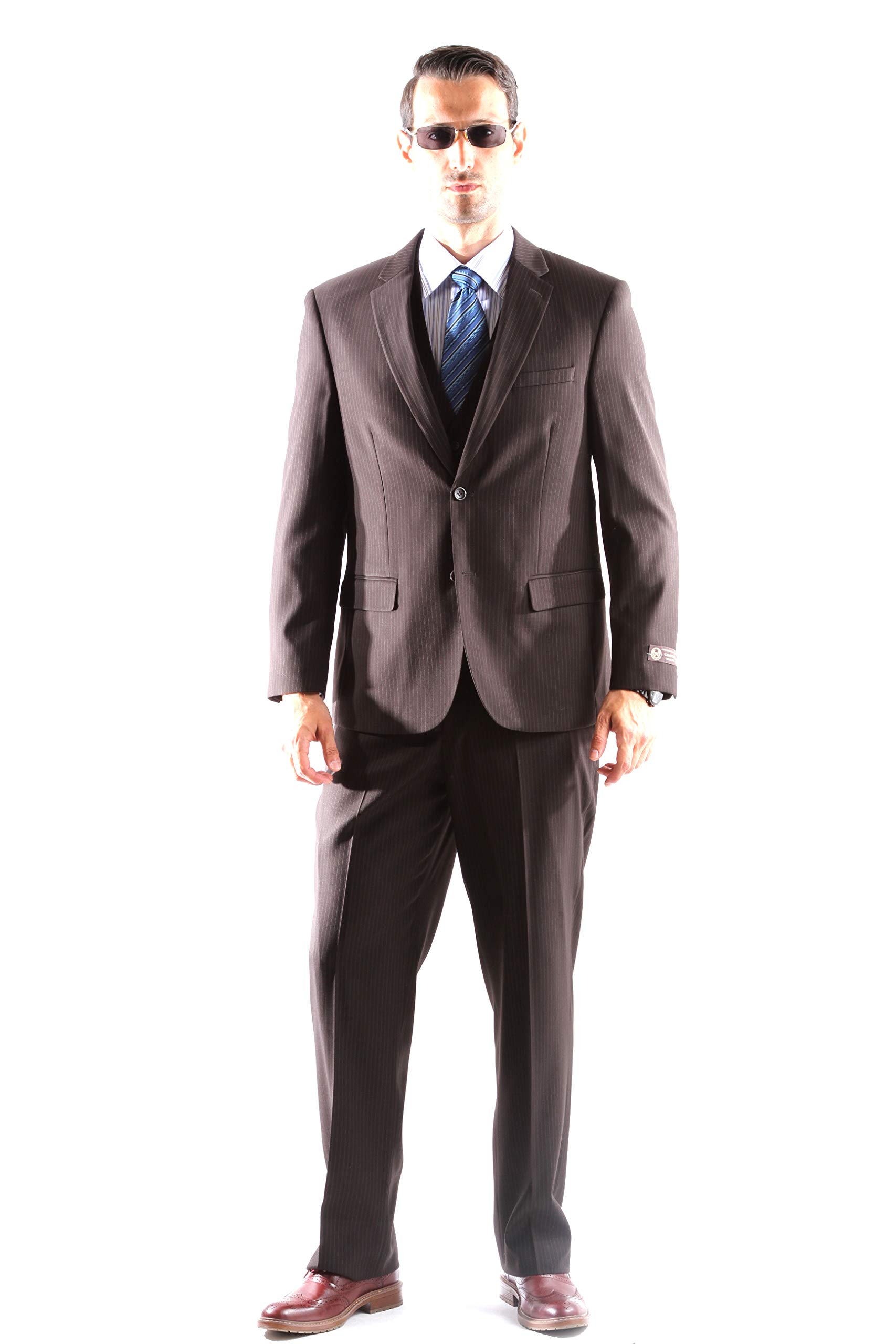 Premium Men's 150s Single Breasted 2-Button Pinstripe Suit - Formal Business Attire for Weddings, Interviews & Office Wear