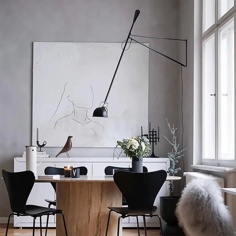 Stylish Adjustable Long Arm Wall Light - Modern Designer Swing Arm Sconce for Living Room, Bedroom & Office Lighting