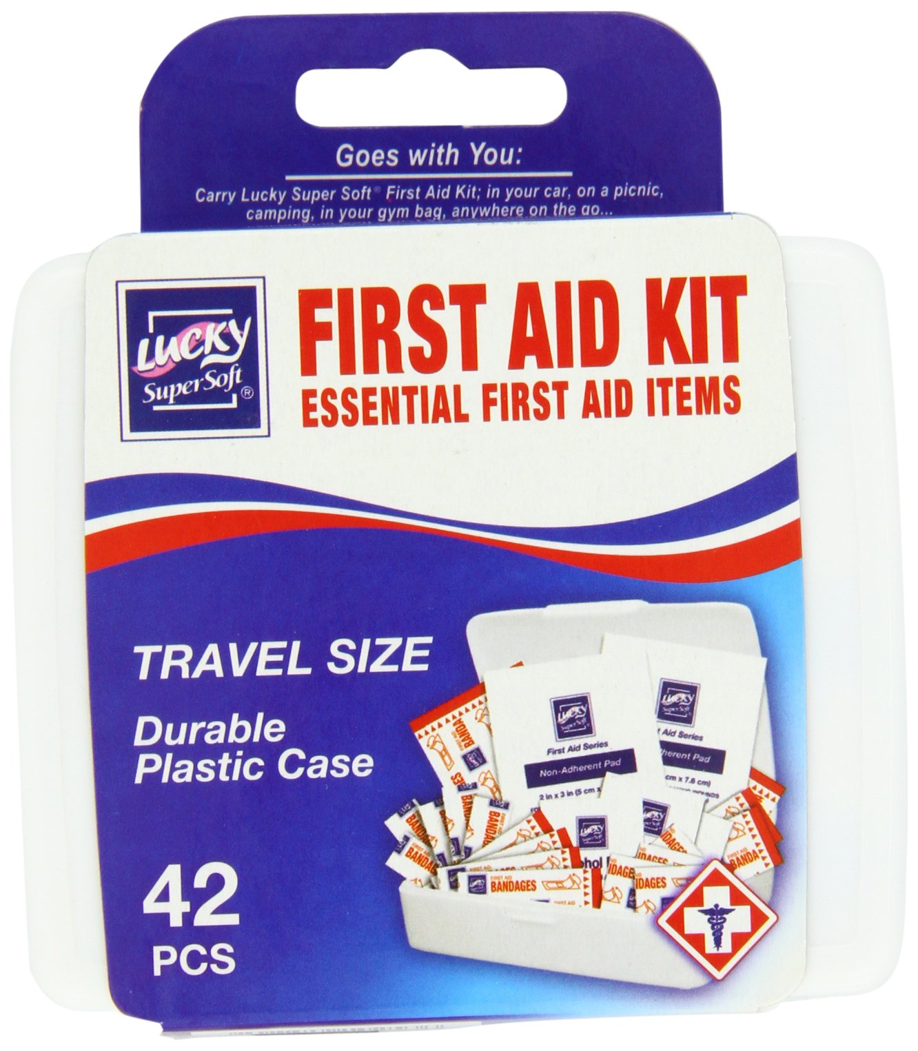Lucky Super Soft First Aid Kit - 42 Piece Emergency Medical Supplies for Home, Car, Travel & Outdoor Adventures