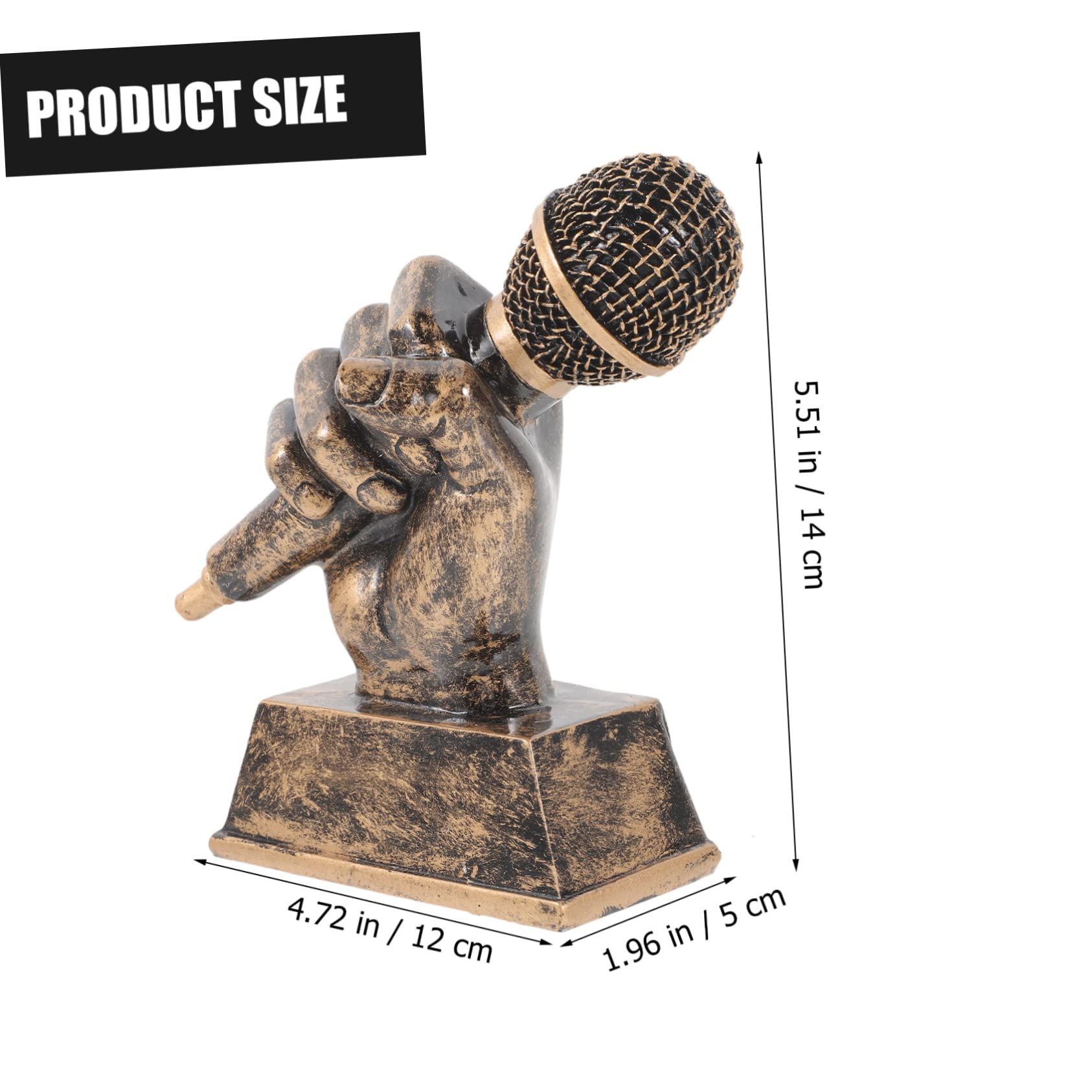 OHPHCALL Retro Microphone Trophy - Mini Music Award Trophy, Resin Microphone Prop for Singing Contests, Karaoke Parties & Stage Performances