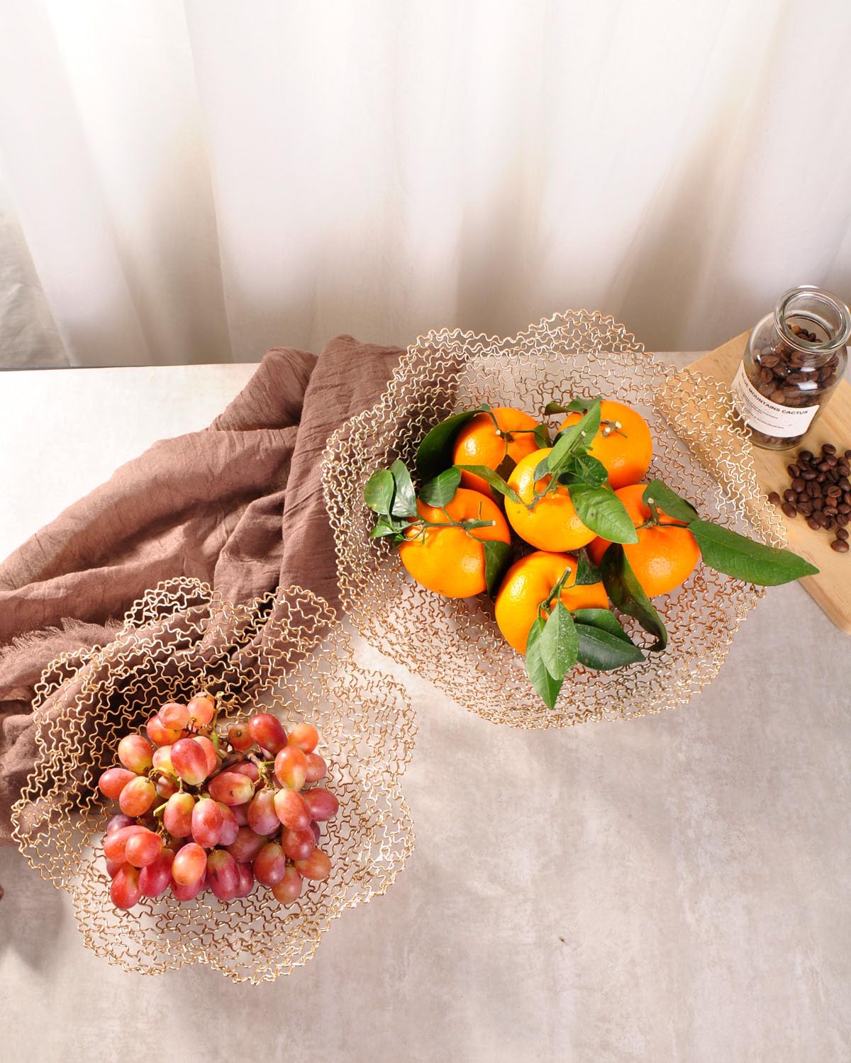 Gold Decorative Dish for Home Decor - Vegetable Fruit Bowl Basket for Kitchen Counter, Dining Table & Living Room Centerpiece | Elegant Serving Tray for Parties, Weddings & Holiday Decorations (Gold)
