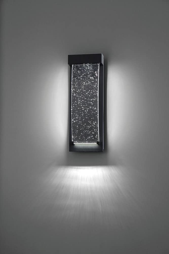 14 x 5 Inch Small LED Surface Mount Light with Clear Seeded Crystal Glass - Brushed Silver Finish for Outdoor & Landscape Lighting - Perfect for Garden Paths, Driveways, and Patio Decor