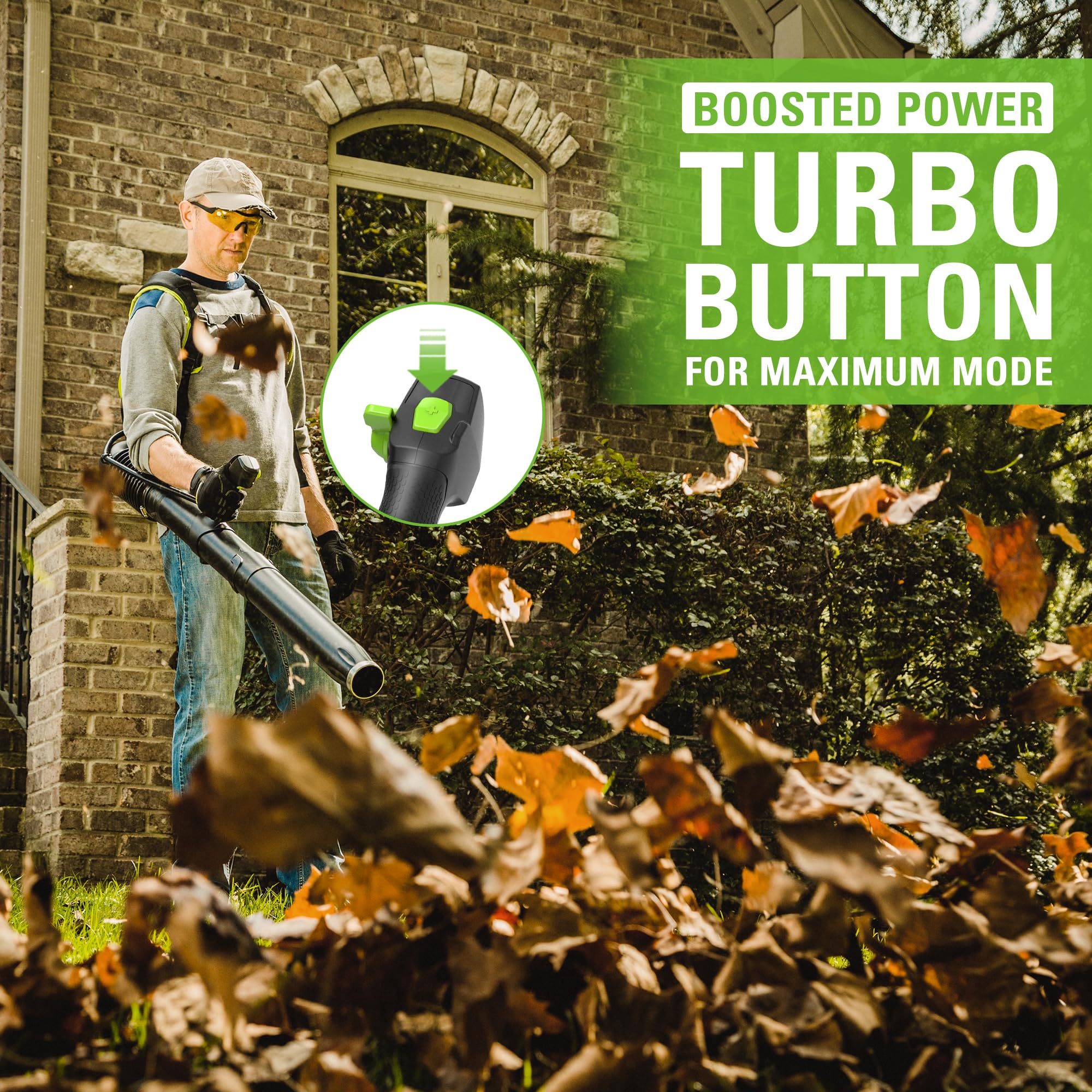 80V 610 CFM Cordless Battery Backpack Leaf Blower with 5Ah Battery & Rapid Charger - Powerful Yard Cleanup for Leaves, Grass Clippings & Debris