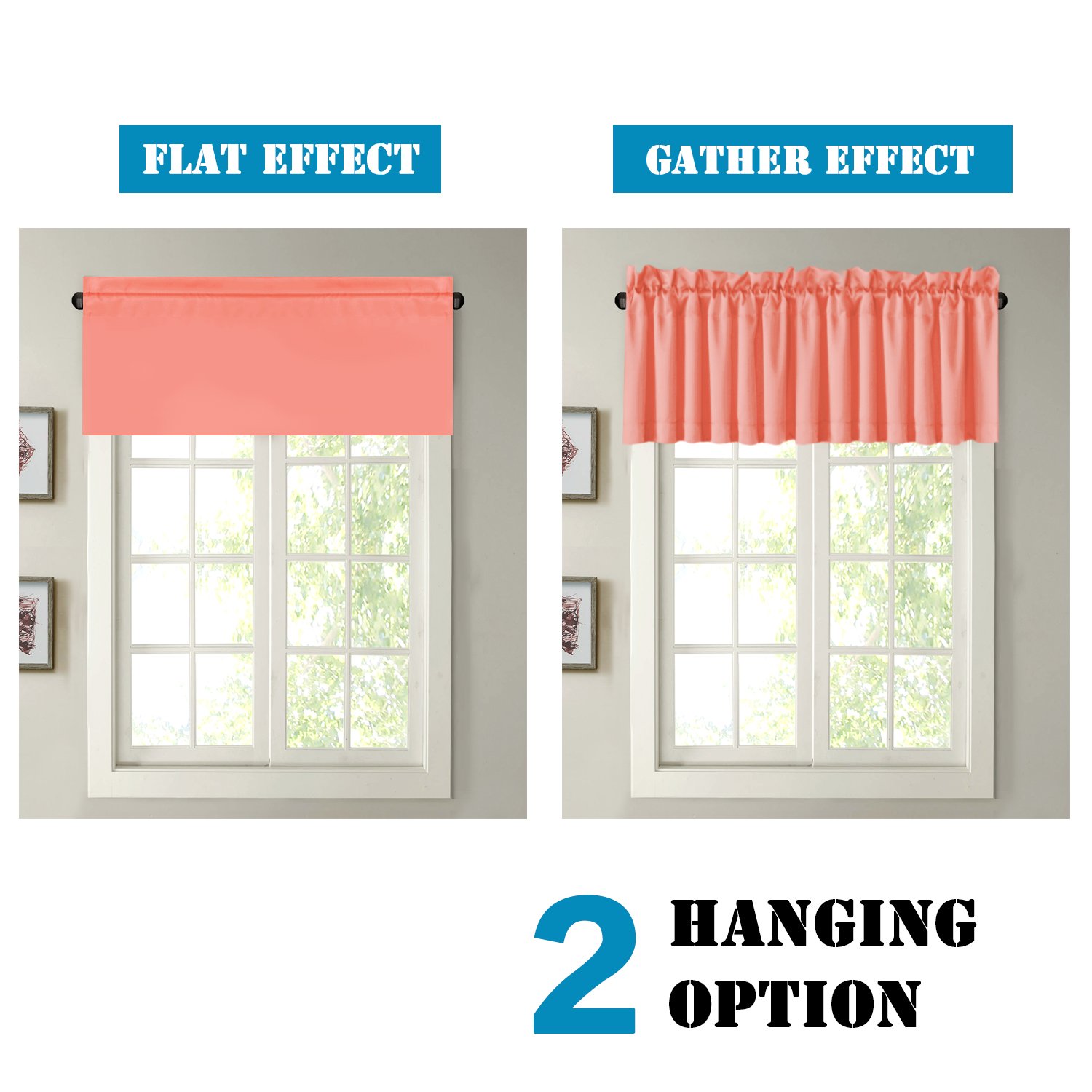Blackout Window Valances for Kitchen, Living Room, Bedroom & Bathroom - 4 Panels Rod Pocket Short Curtains 52