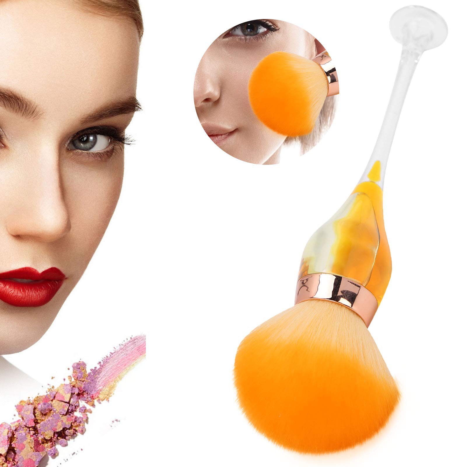 Professional Nail Dust Remover Brush for Nail Art & Manicure - Soft Bristle Cleaning Brush for Acrylic Powder, Gel Polish & Makeup Blush (Orange) - Perfect for Salon, Home & DIY Nail Care