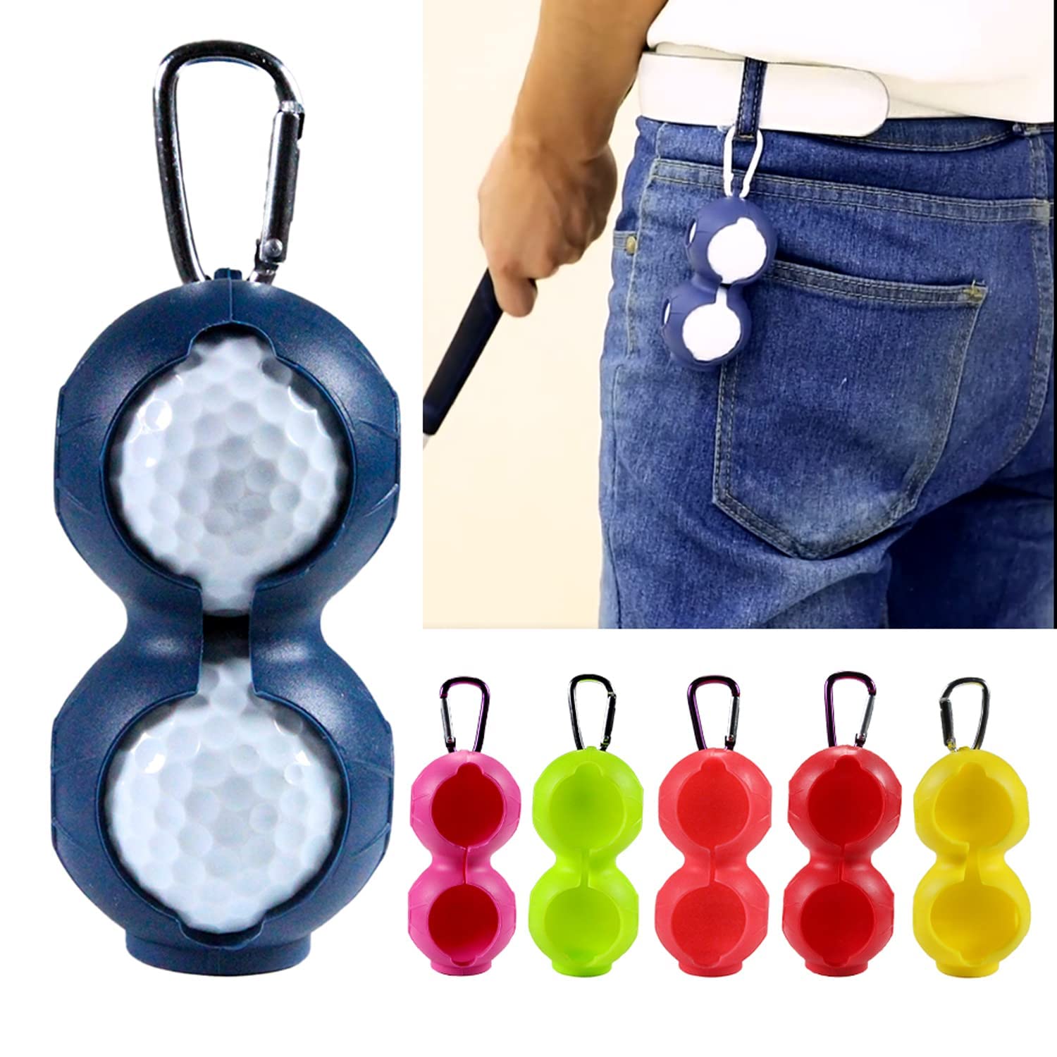 Premium Golf Ball Holder Set - 6 Pack Golf Tee Organizer with Secure Clips | Golf Bag Accessories & Gifts for Men | Perfect for Driving Range, Course Play & Golf Tournaments