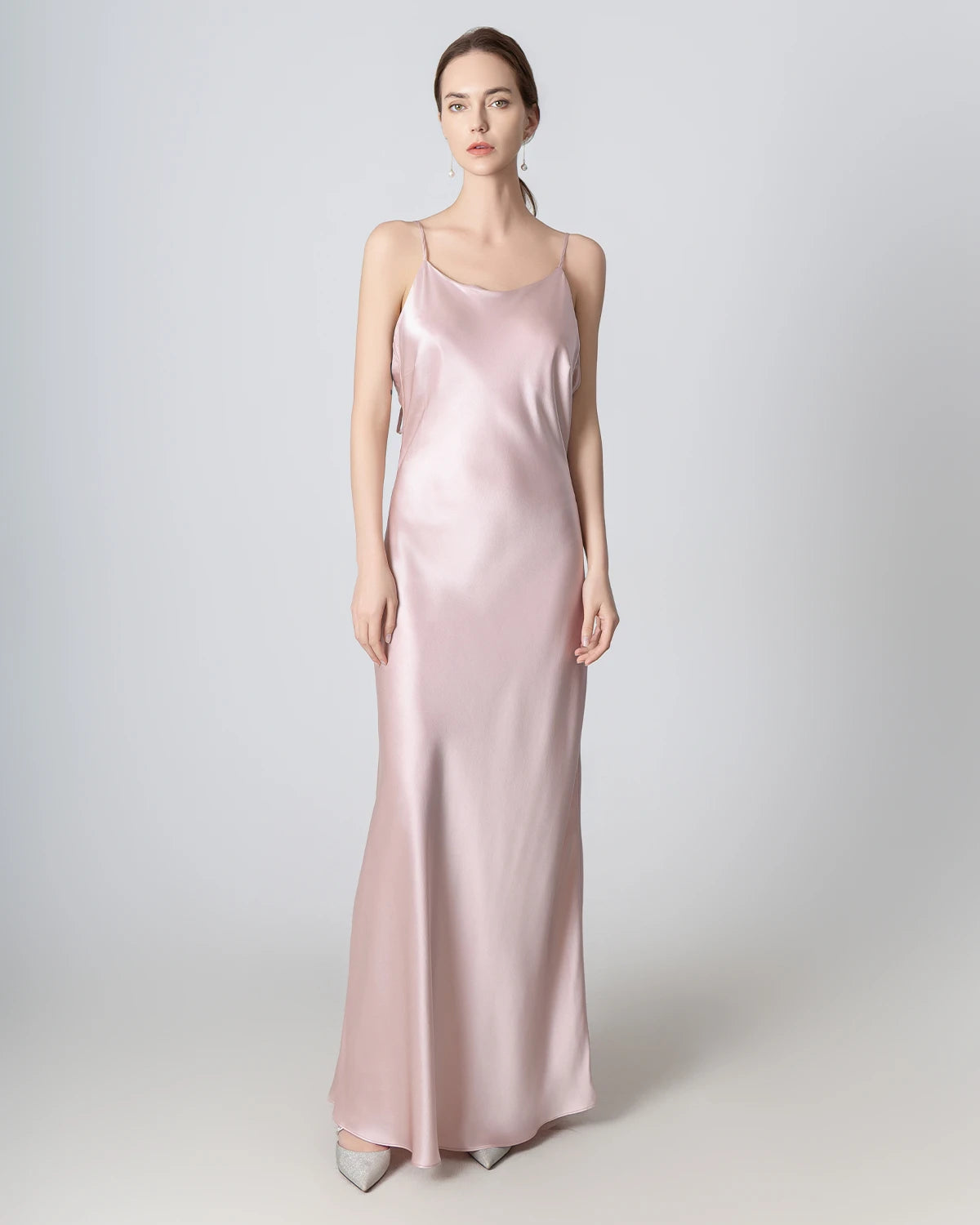 Elegant Backless Cami Maxi Silk Dress for Women - Summer Beach Wedding Party & Evening Occasions