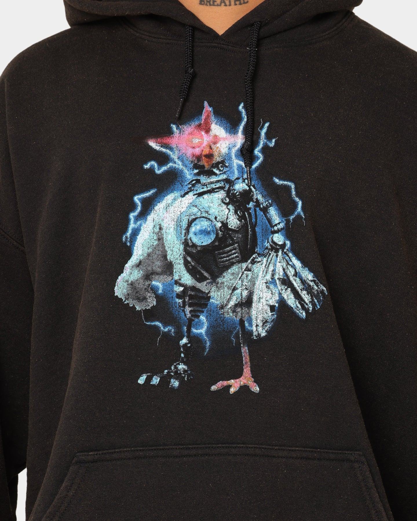 Robot Chicken Vintage Hoodie - Black Wash | American Thrift X Robot Chicken Official Merch | Perfect for Cosplay, Anime Conventions & Streetwear Fashion