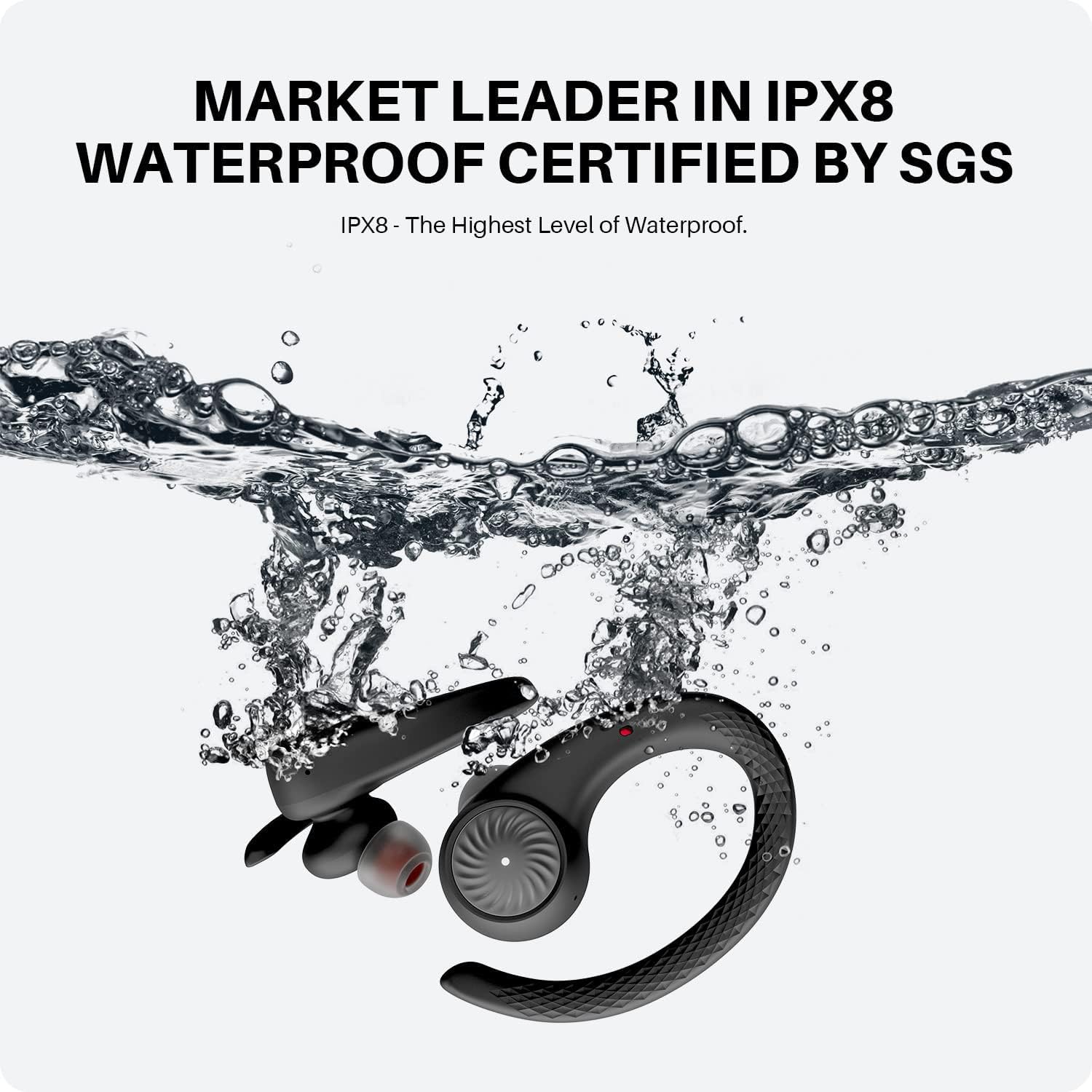 Tribit Sports Earbuds Wireless Bluetooth 5.2 Headphones with Earhooks, IPX8 Waterproof, Noise Cancelling & Transparency Mode - Perfect for Running, Gym Workouts & Outdoor Sports Activities